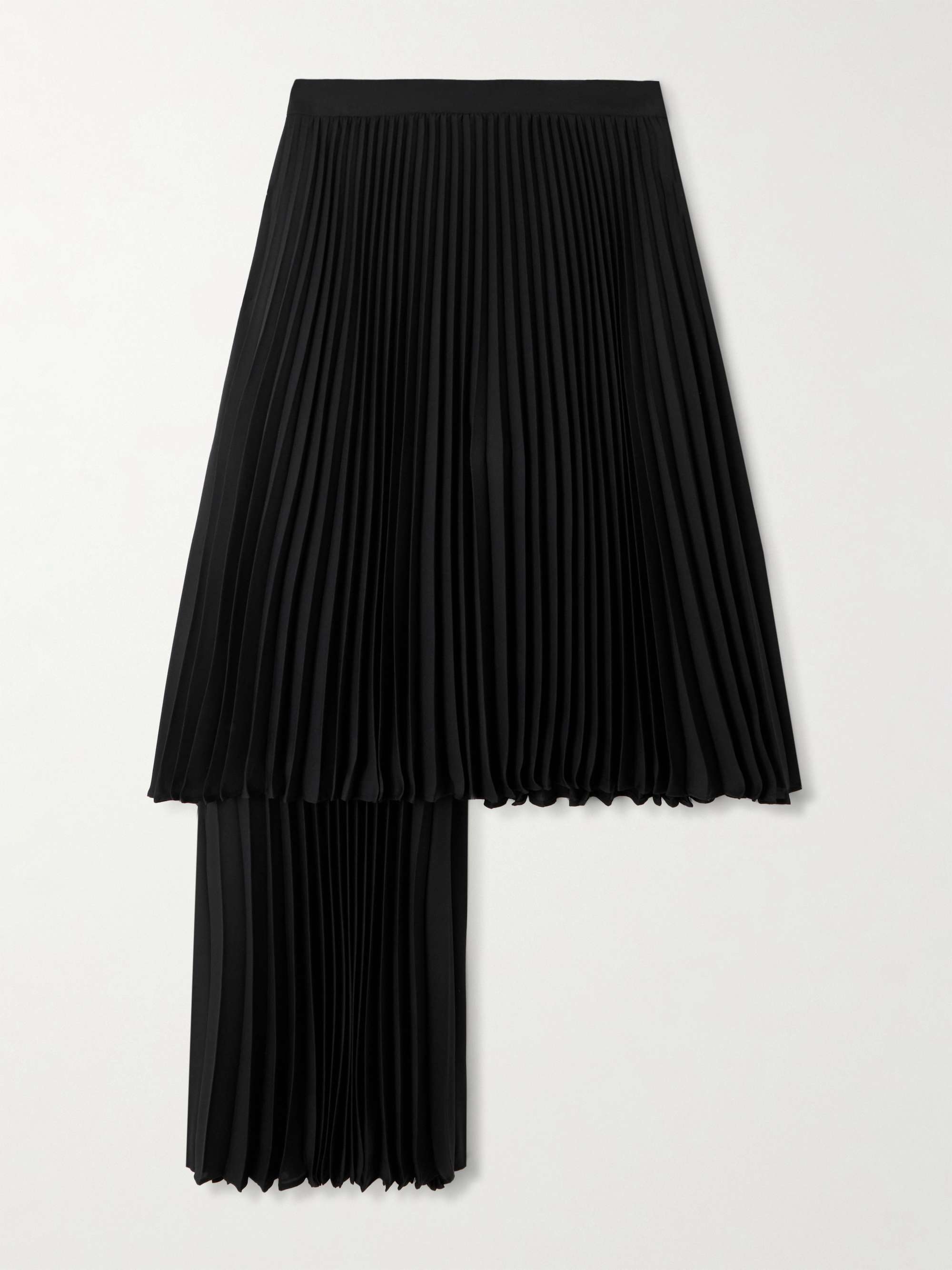 Layered pleated twill midi skirt view