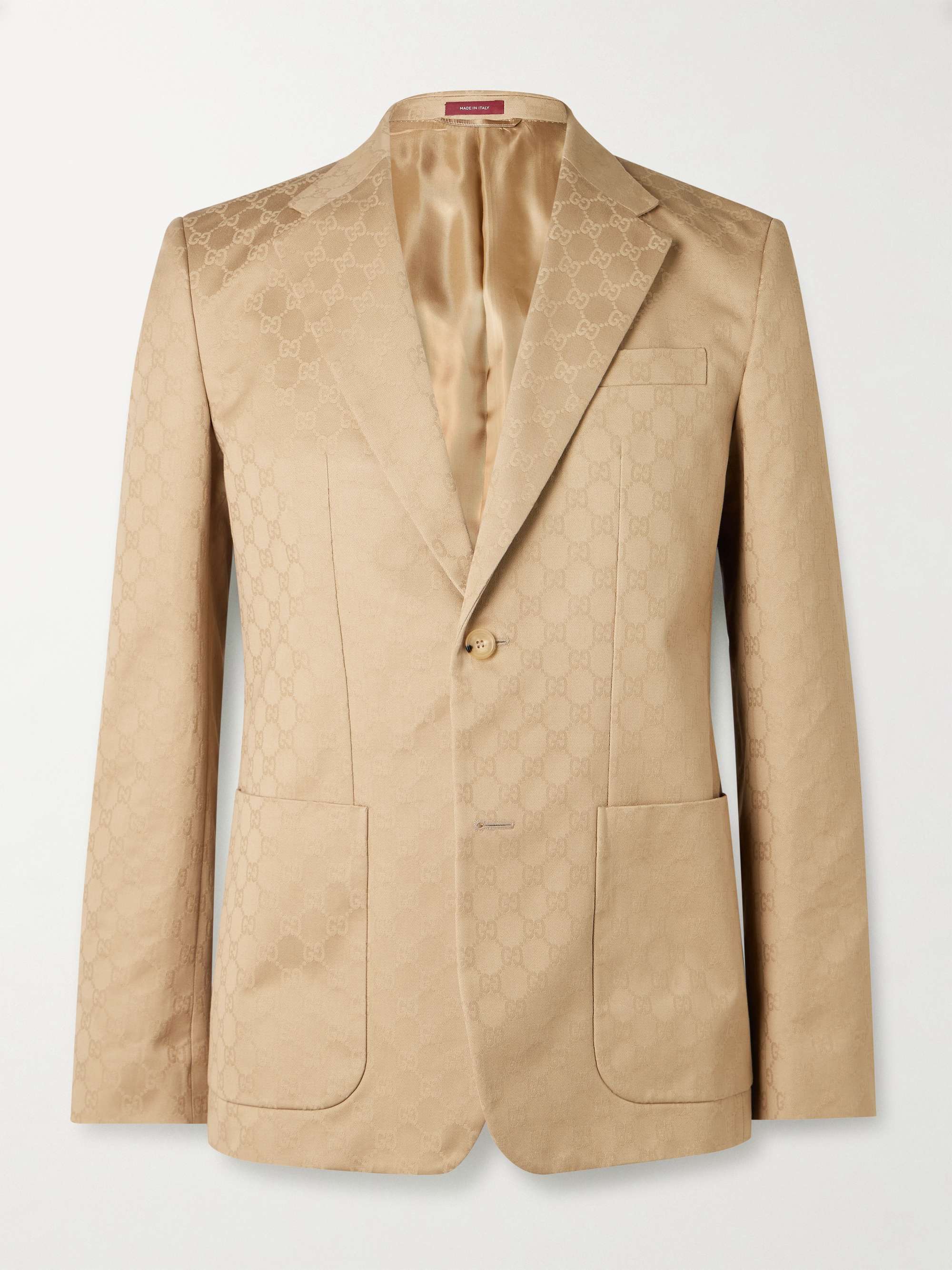 Marcello Slim-Fit Logo-Jacquard Cotton-Twill Blazer view