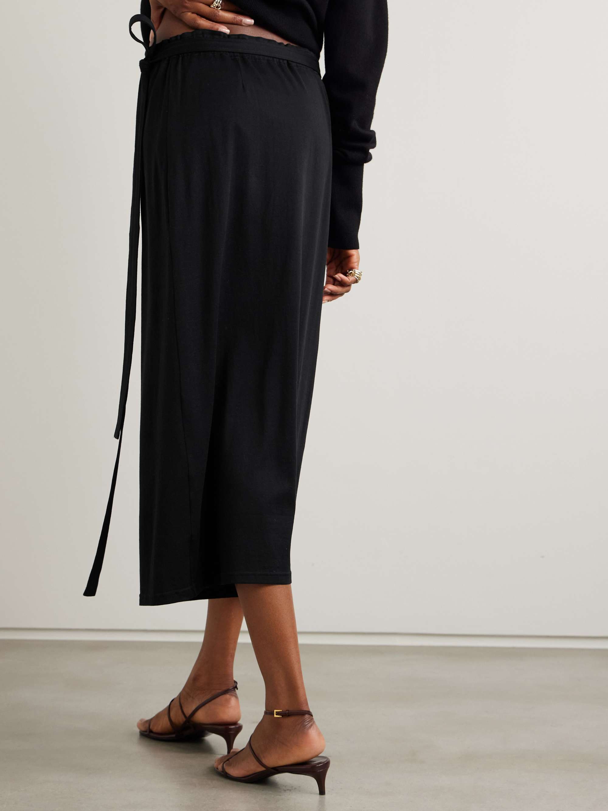 Organic cotton-blend midi wrap skirt view