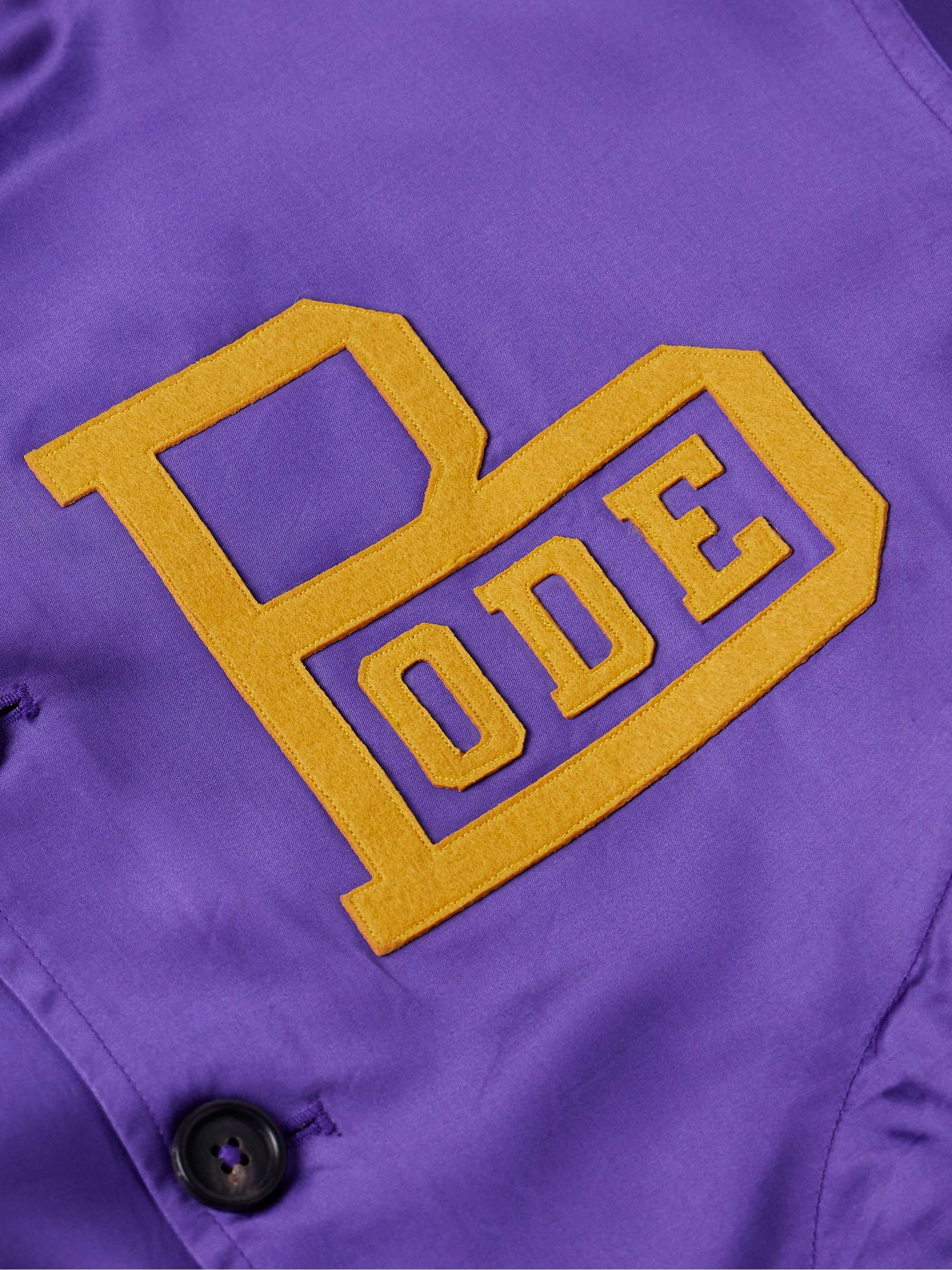 Athlete's Rally Logo-Appliquéd Embroidered Satin Bomber Jacket view