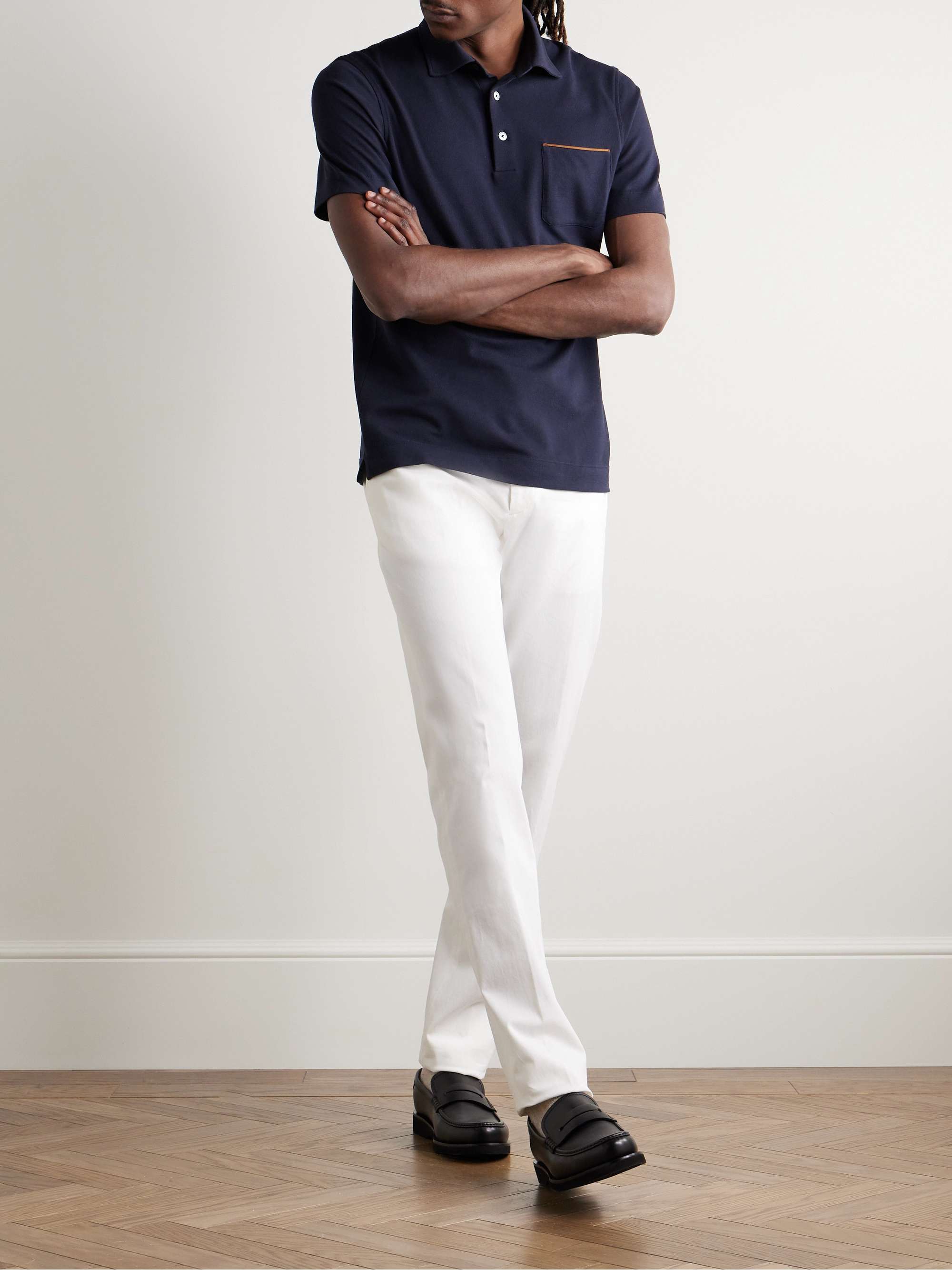Slim-Fit Straight-Leg Cotton-Twill Trousers view