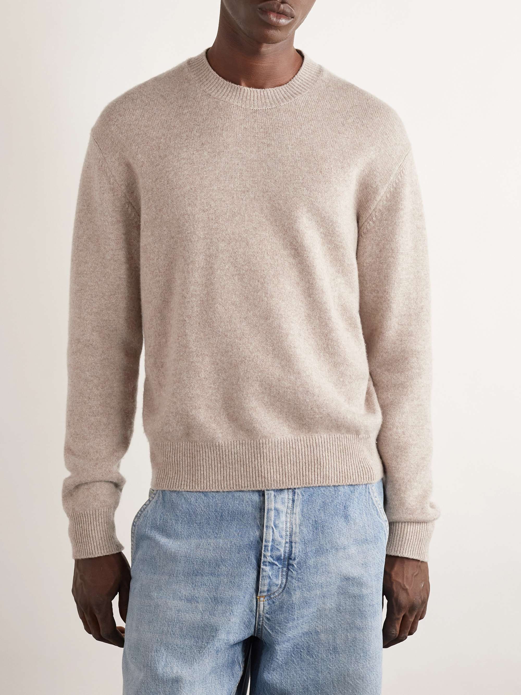 Intrecciato Leather-Trimmed Cashmere-Blend Sweater view