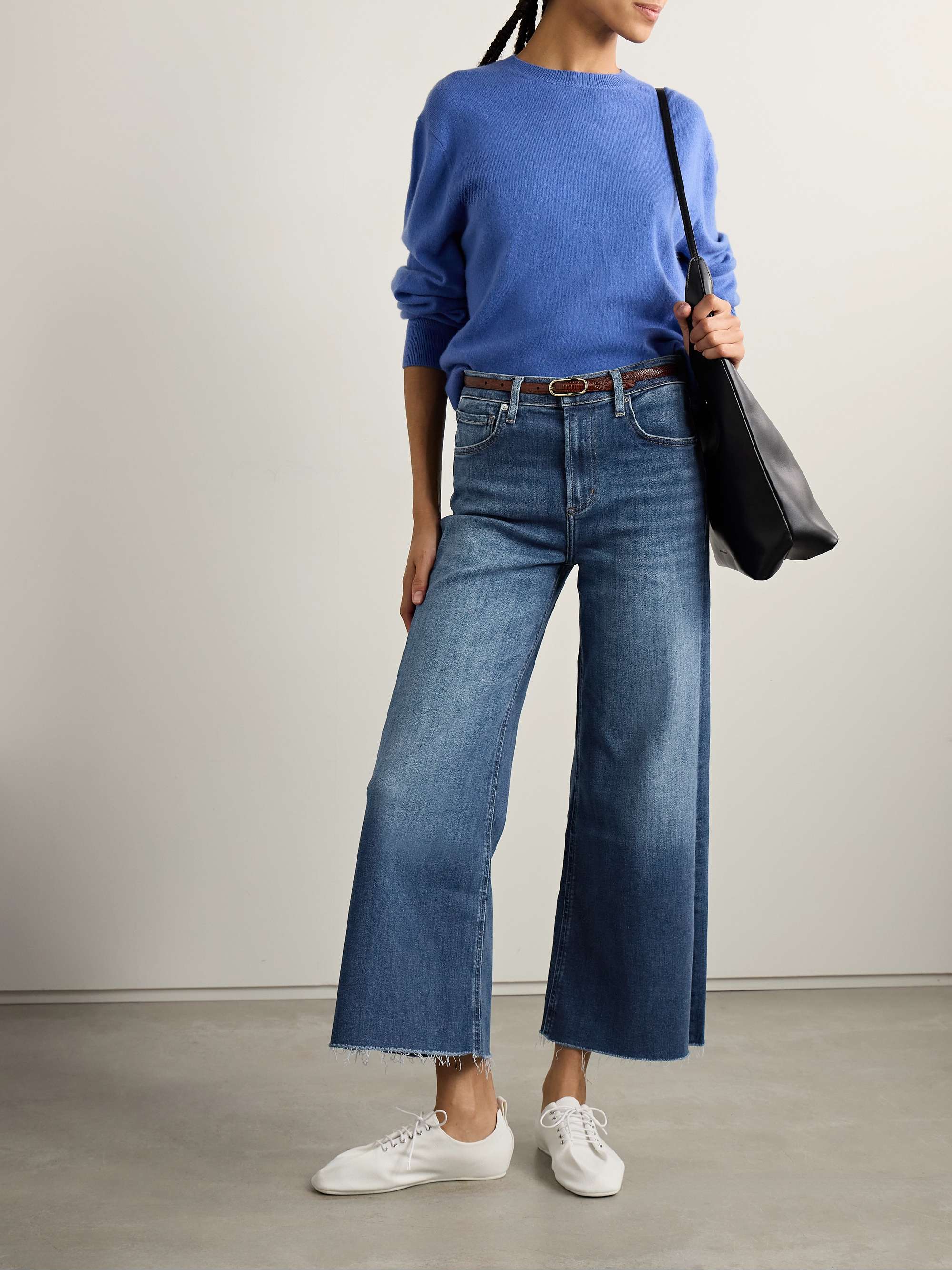 Lyra frayed cropped high-rise wide-leg jeans view
