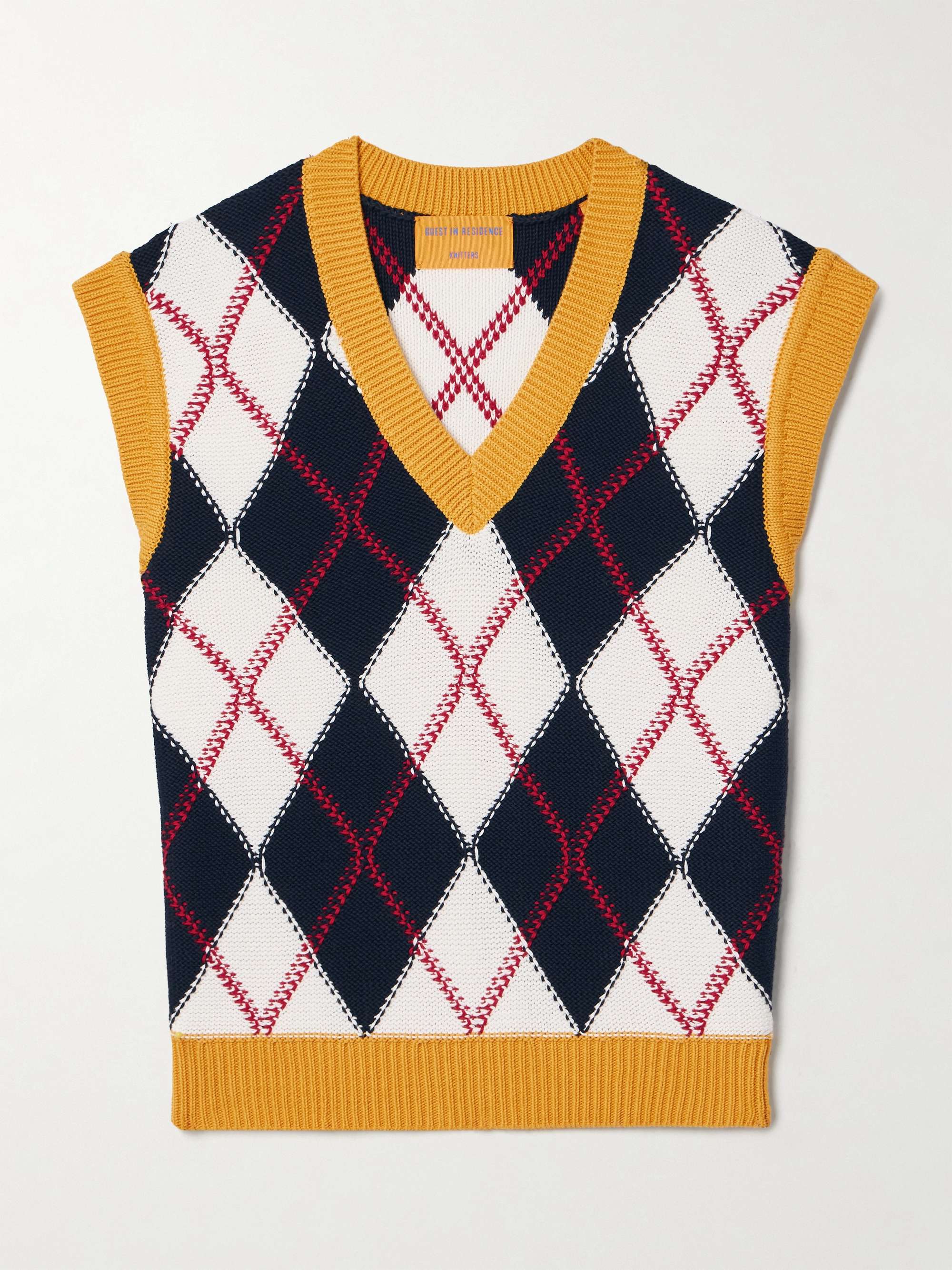 Argyle cotton-jacquard vest view