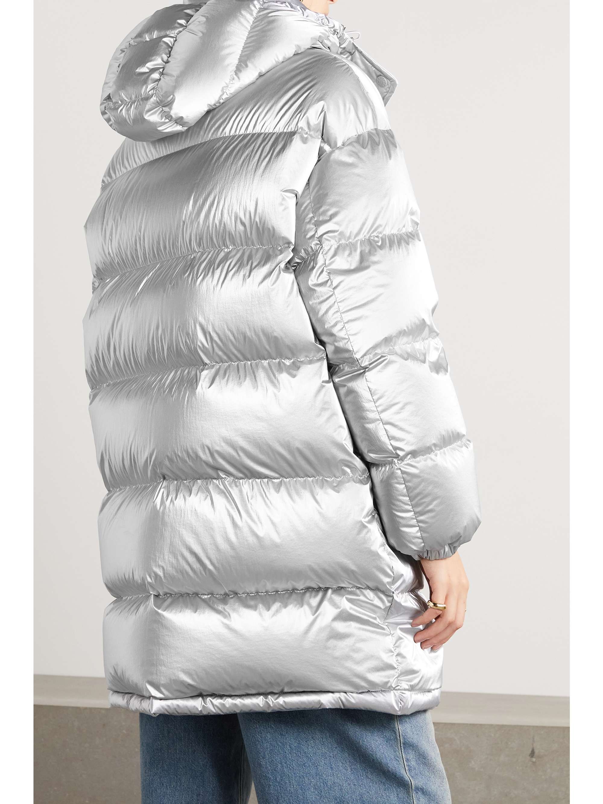 Gaou hooded quilted metallic shell down jacket view