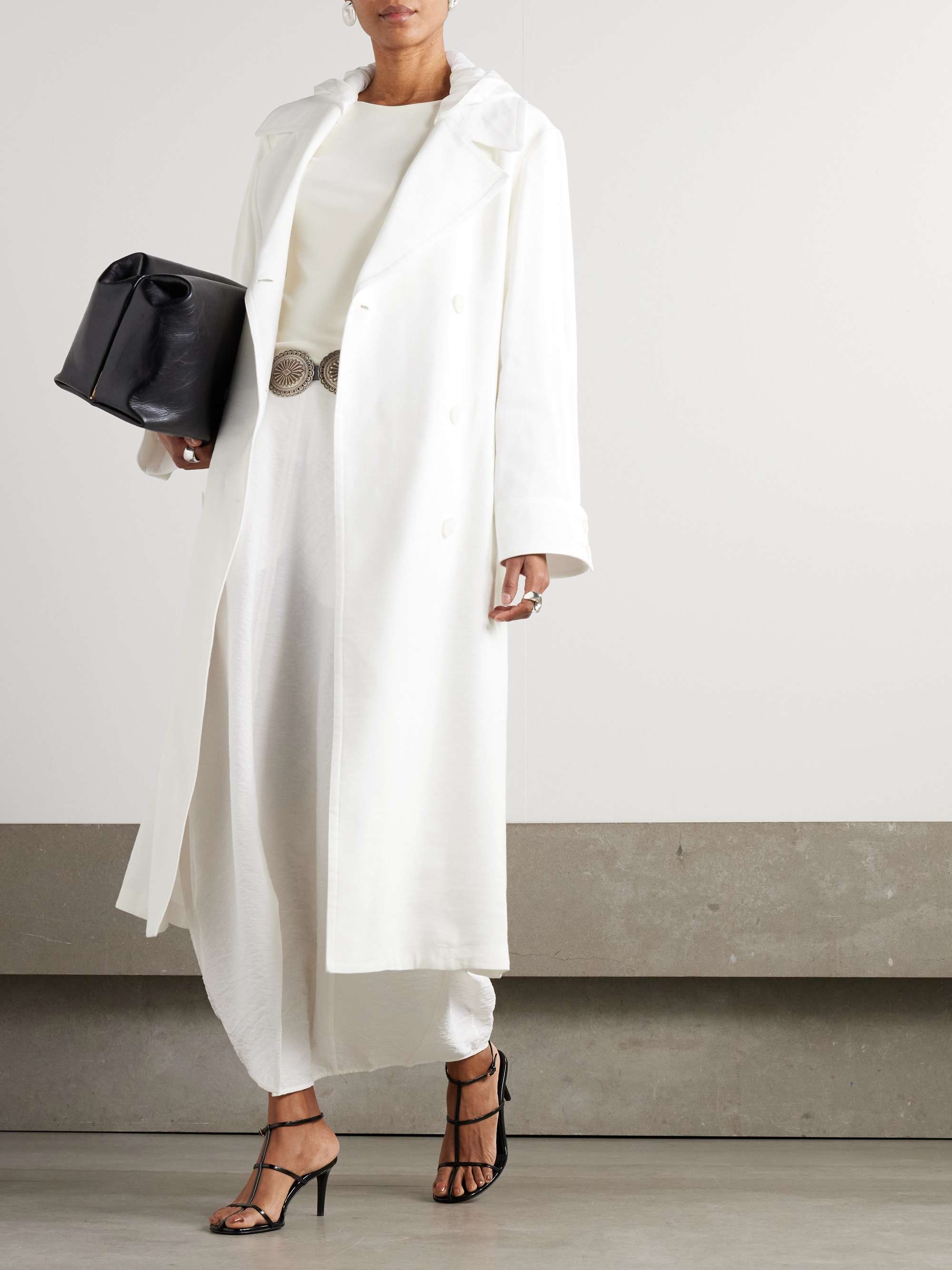 Maiden hooded linen-blend canvas and voile trench coat view
