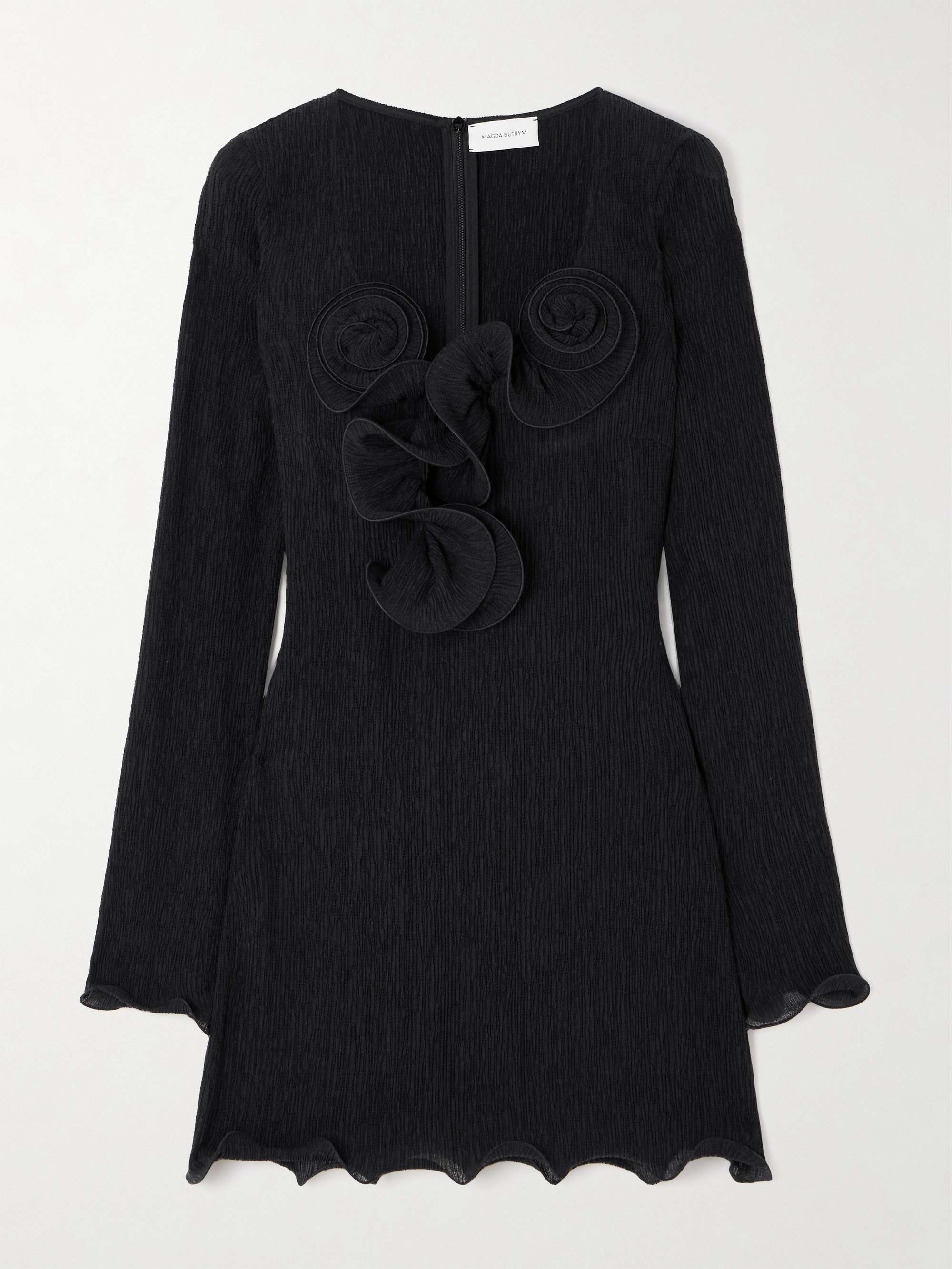 Appliquéd ruffled ribbed Lyocell-blend mini dress view