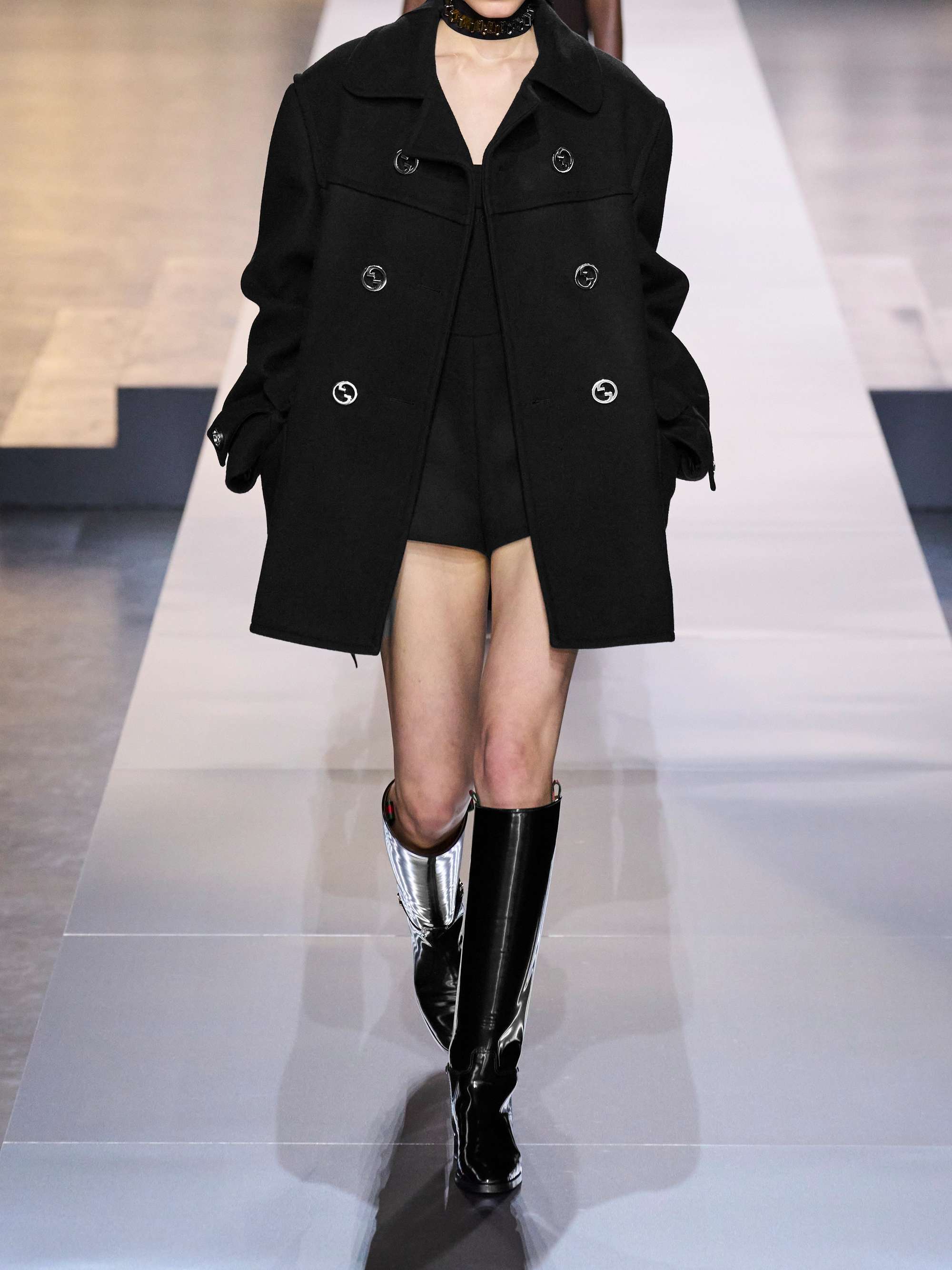 Double-breasted padded wool jacket view