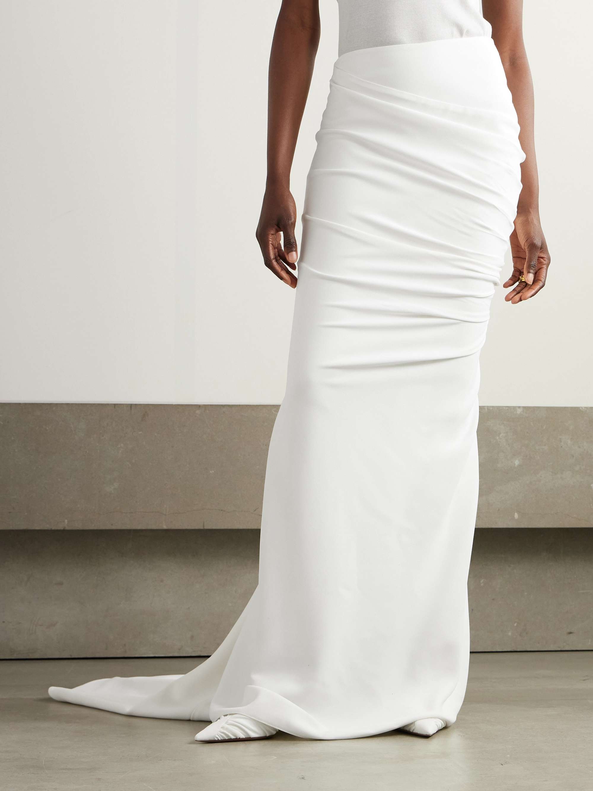 Train ruched crepe maxi skirt view