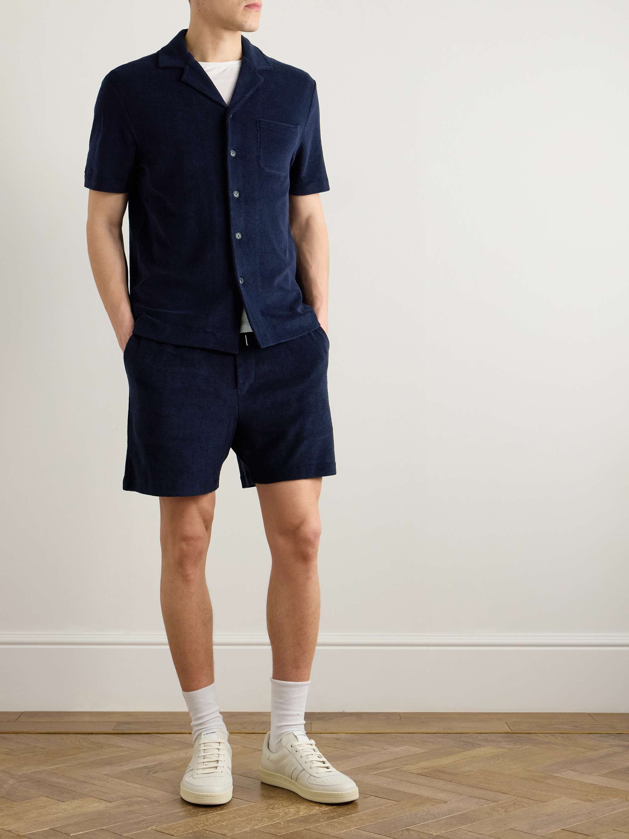 Riviera Camp-Collar Cotton and Modal-Blend Terry Shirt view