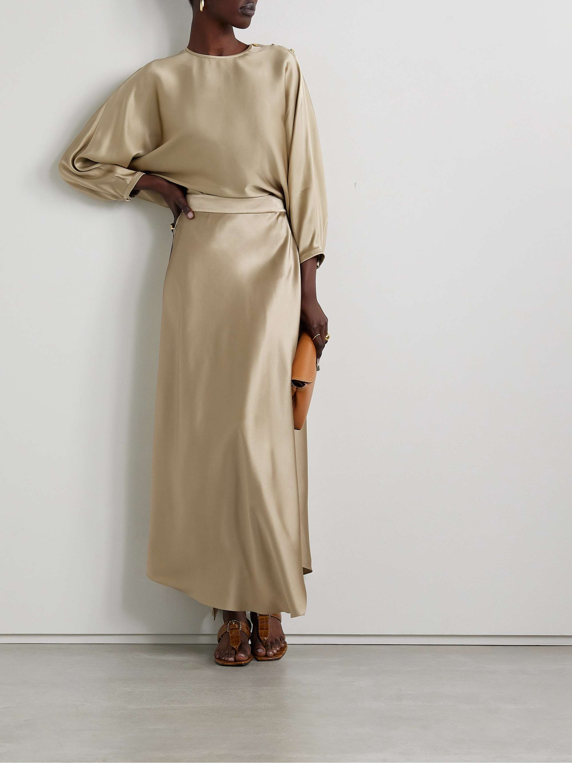 Button-detailed silk-satin top view