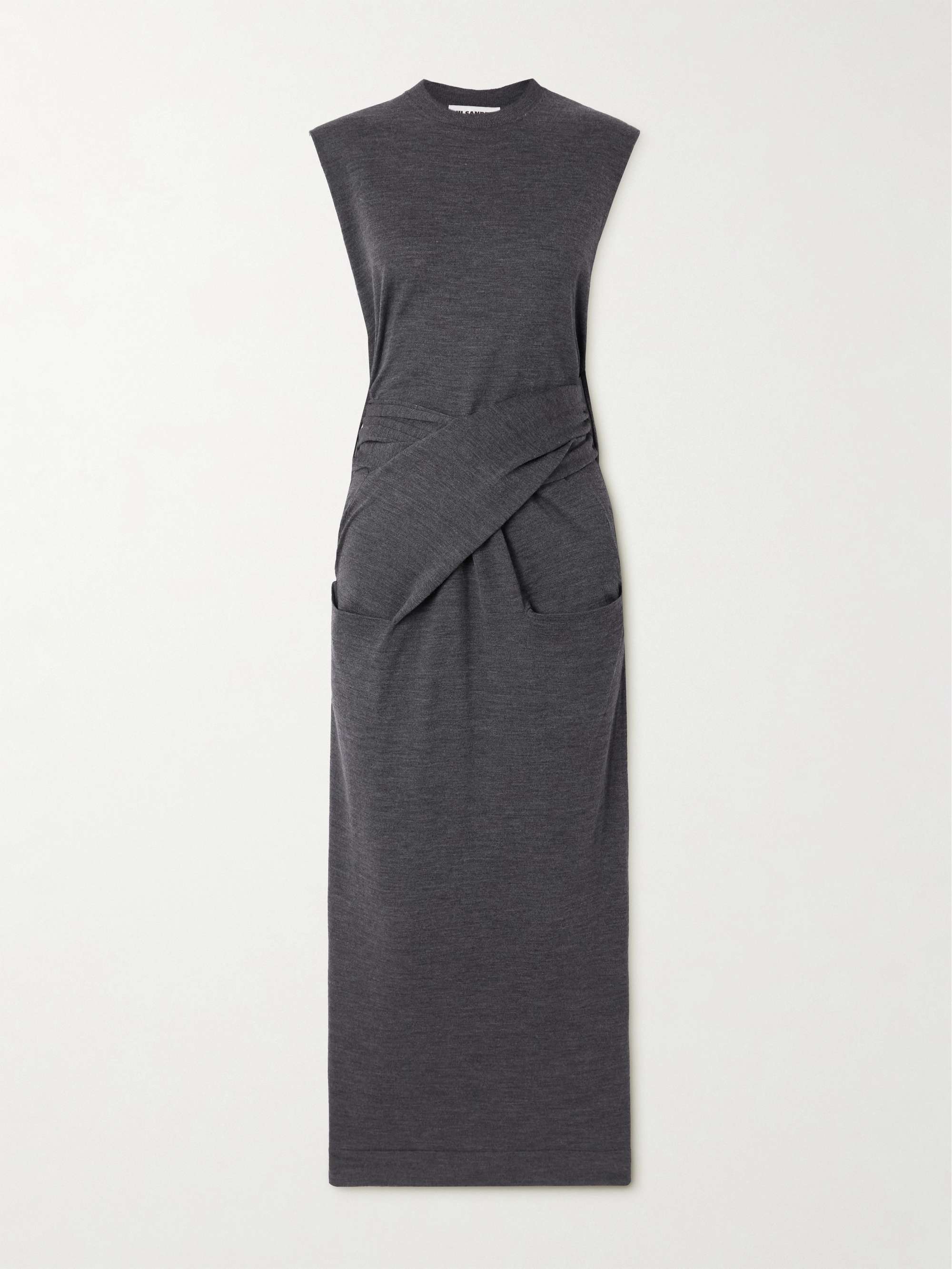 Draped merino wool maxi dress view