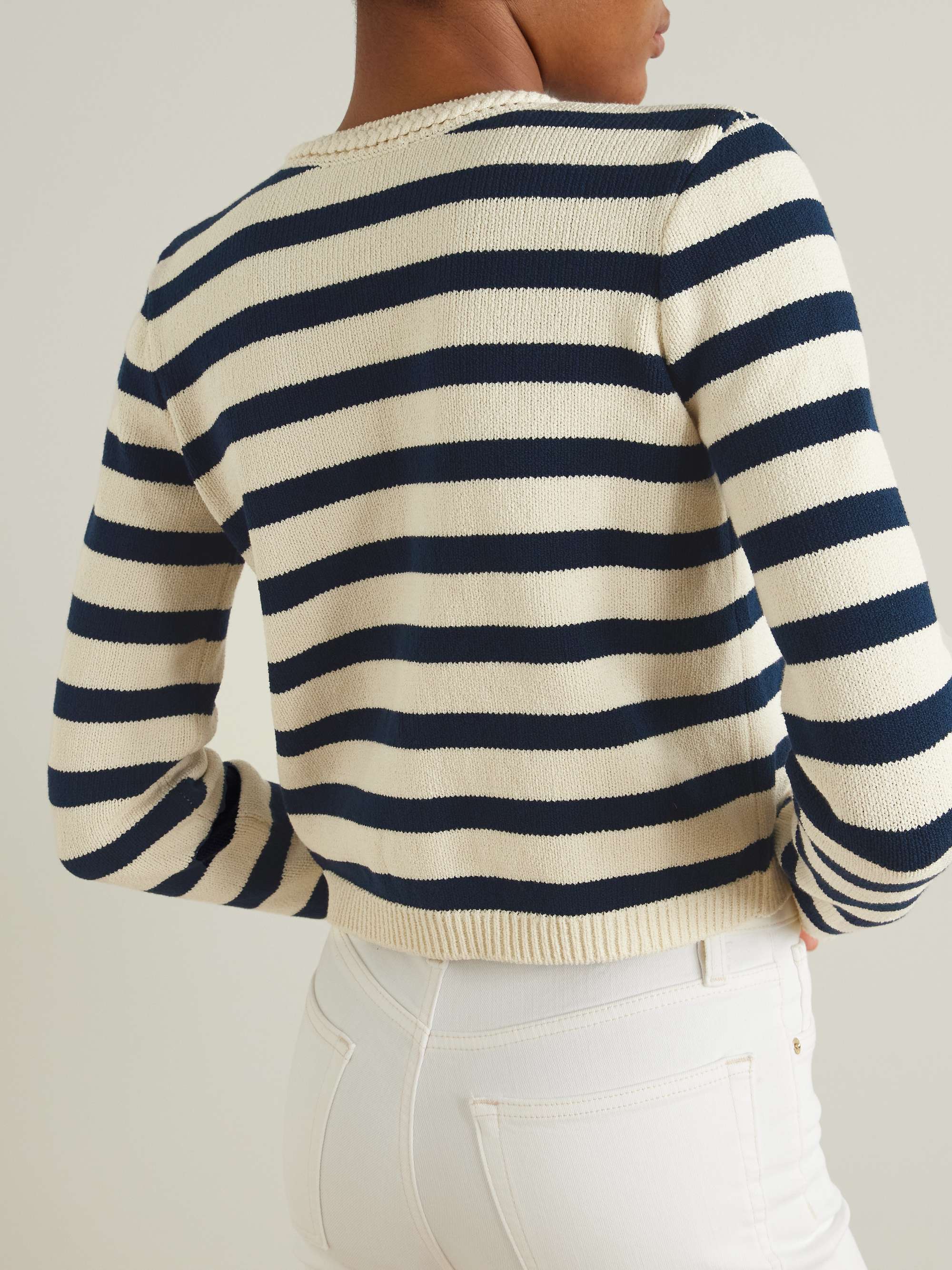 The Harbor striped cotton-blend cardigan view