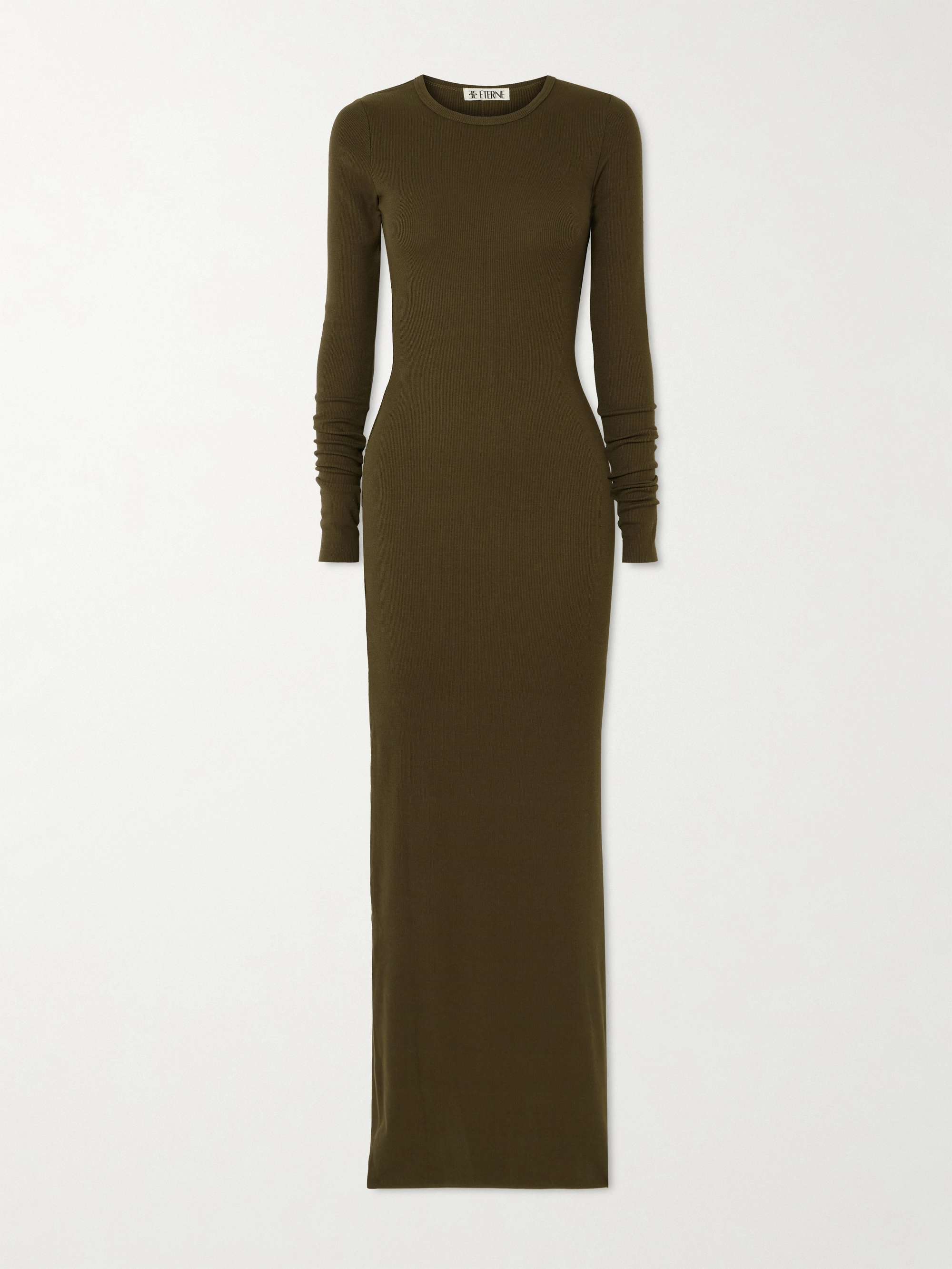 Long Sleeved Crew Neck ribbed stretch-jersey maxi dress view