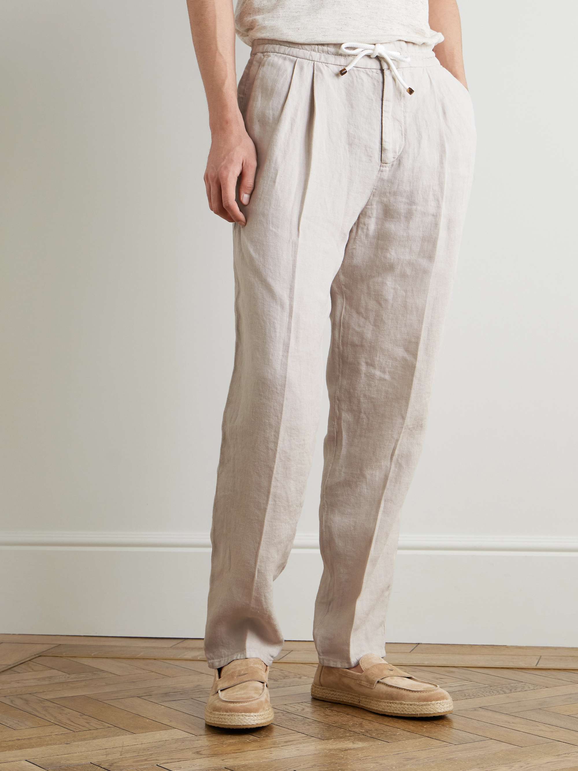 Straight-Leg Linen Drawstring Trousers view