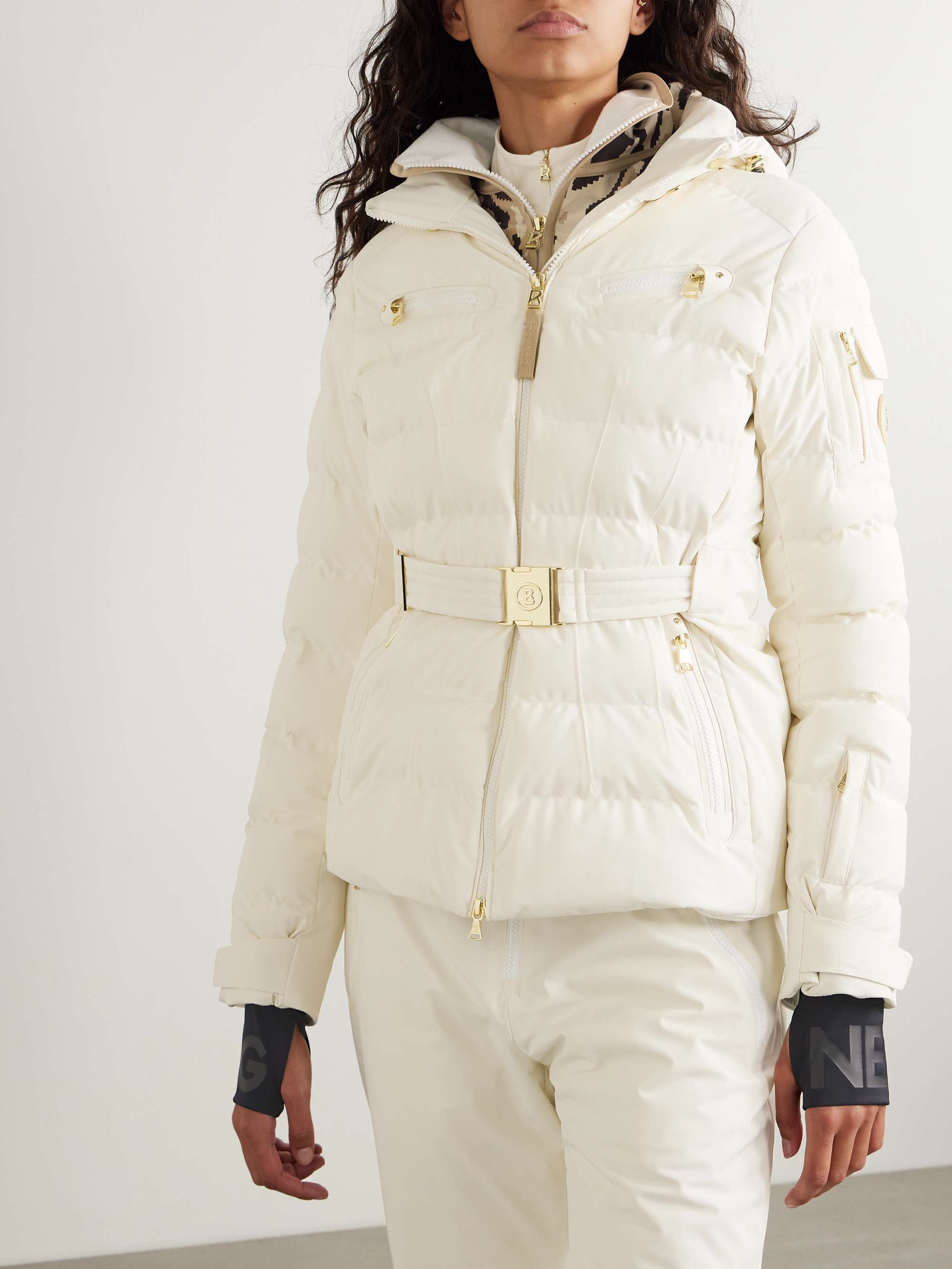 Ellya layered belted quilted ski jacket view