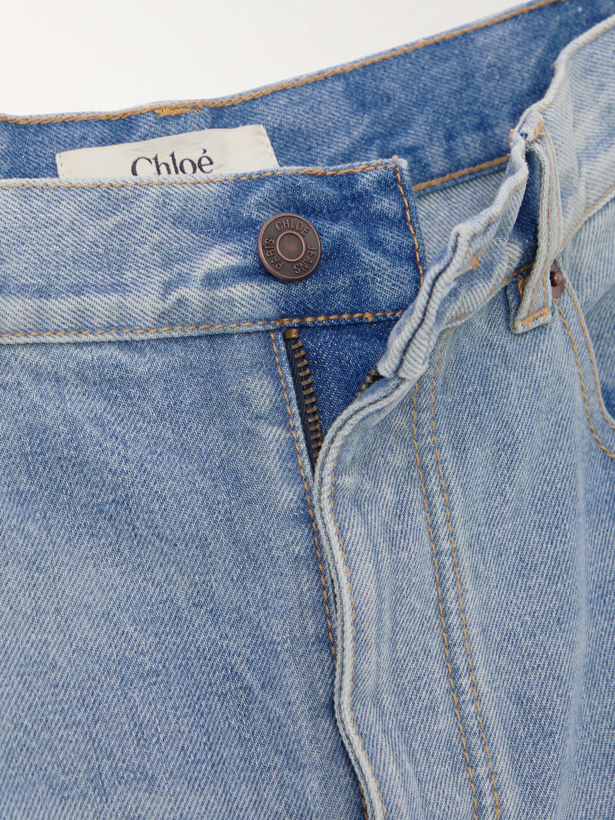 Frayed high-rise wide-leg jeans view