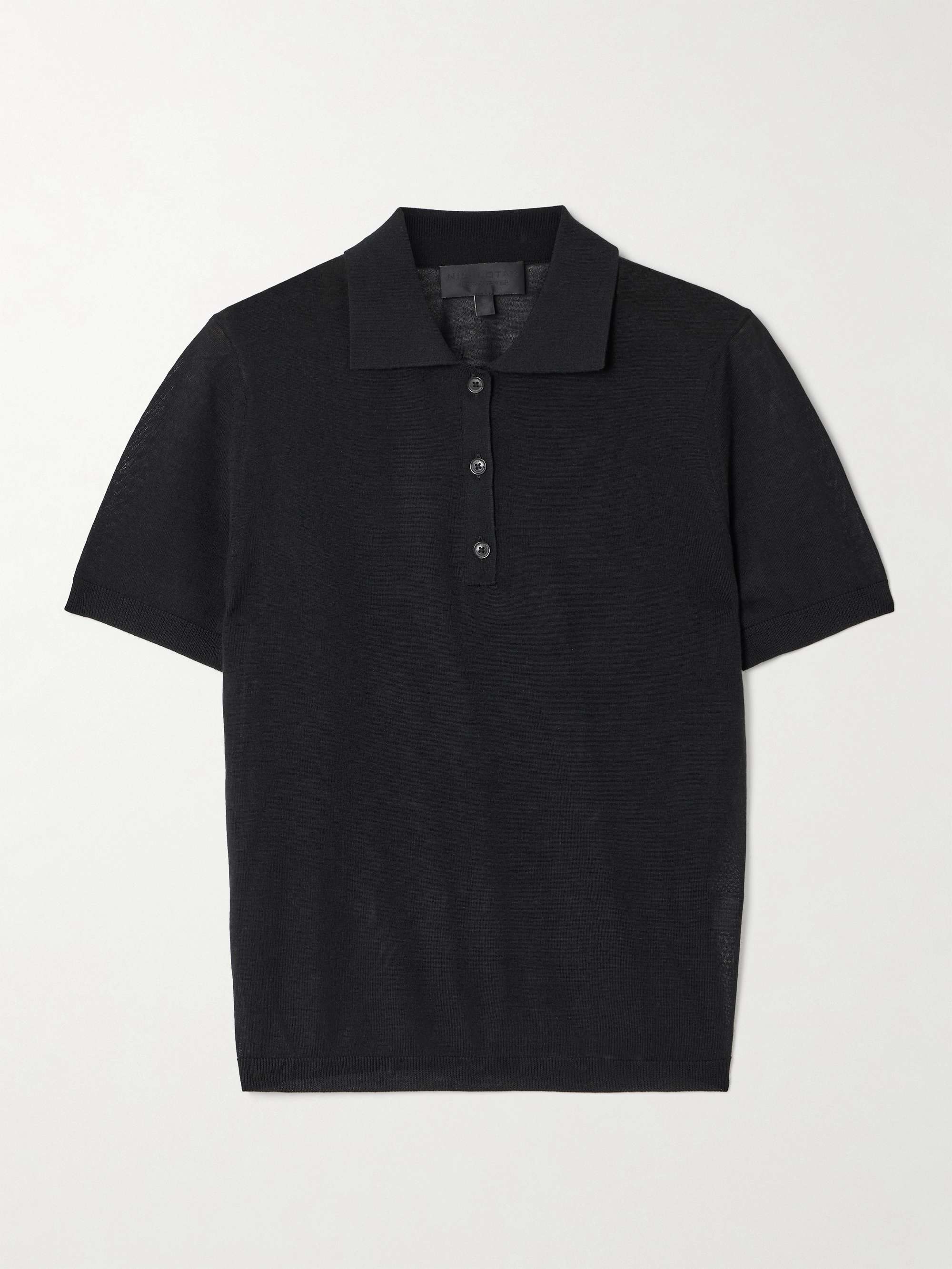 Jeannelle merino wool and cashmere-blend polo top view