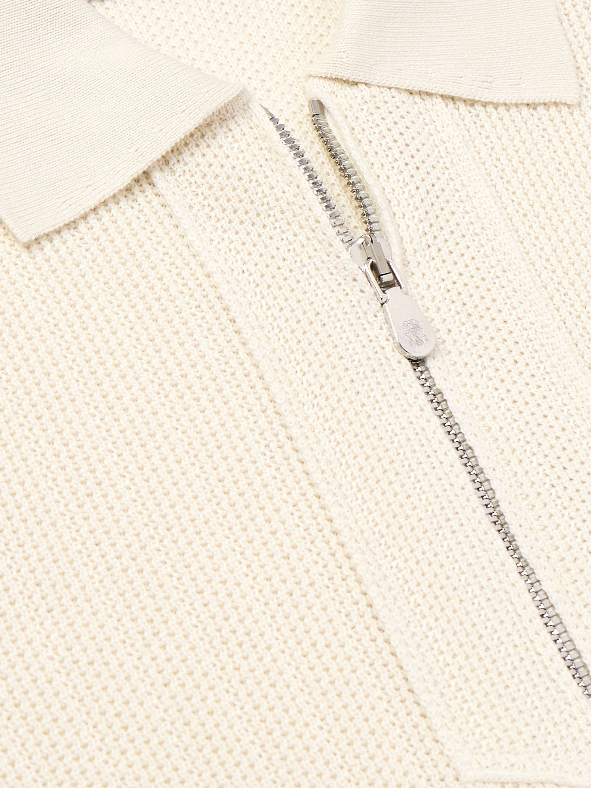 Ribbed Cotton Half-Zip Polo Shirt view