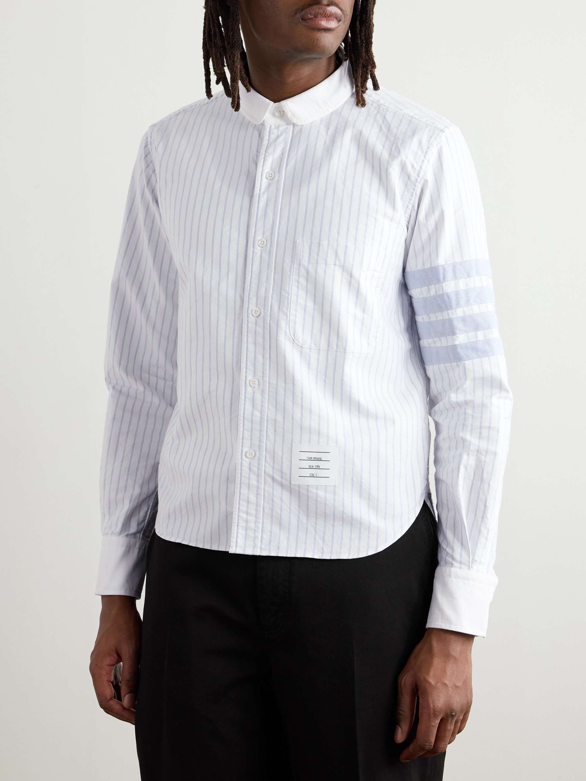 Penny-Collar Striped Cotton Shirt view