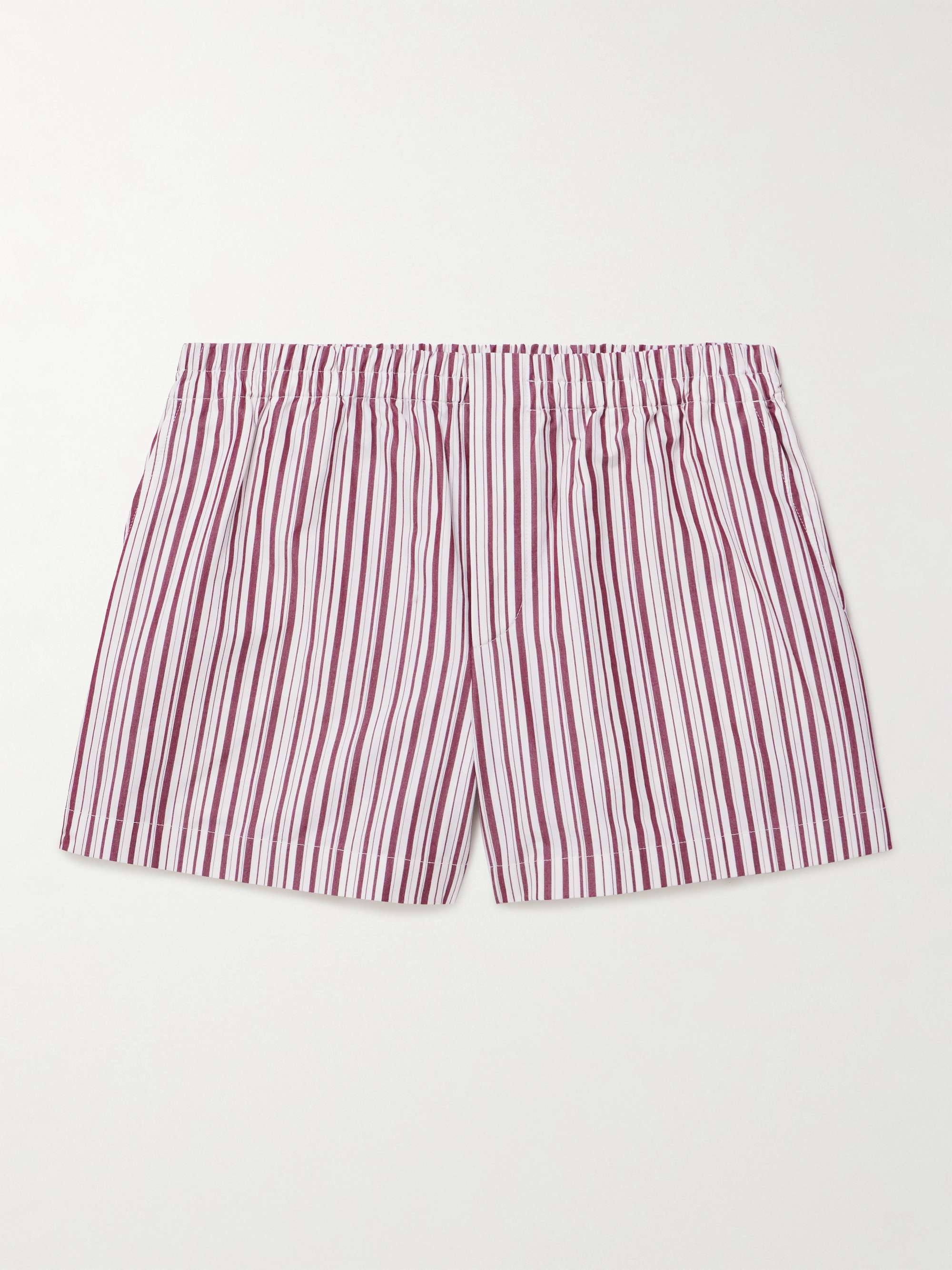 Straight-Leg Striped Cotton-Poplin Shorts view