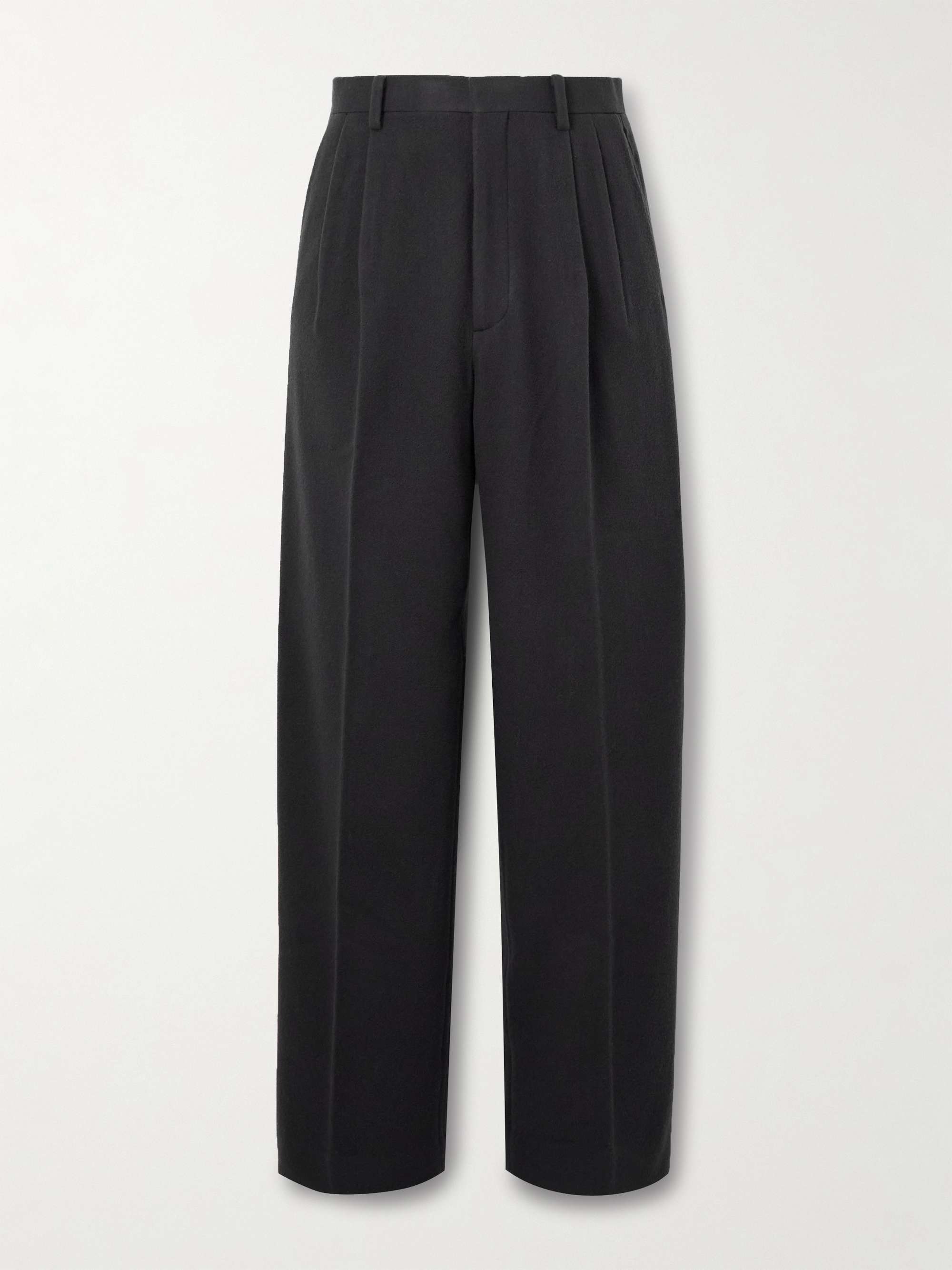 Straight-Leg Pleated Super 180s Wool-Flannel Trousers view