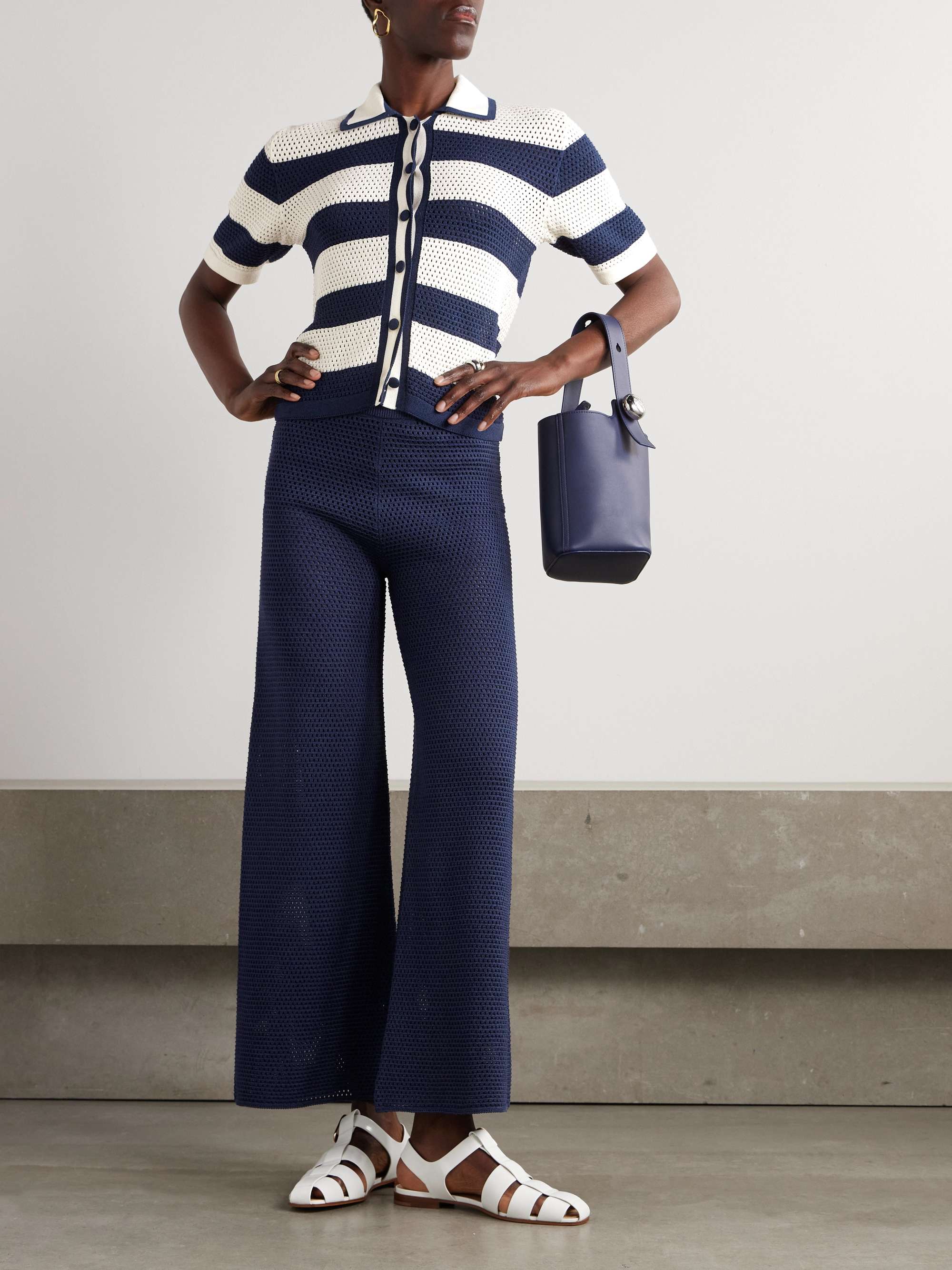 Bayadere Goeland open-knit cotton-blend wide-leg pants view