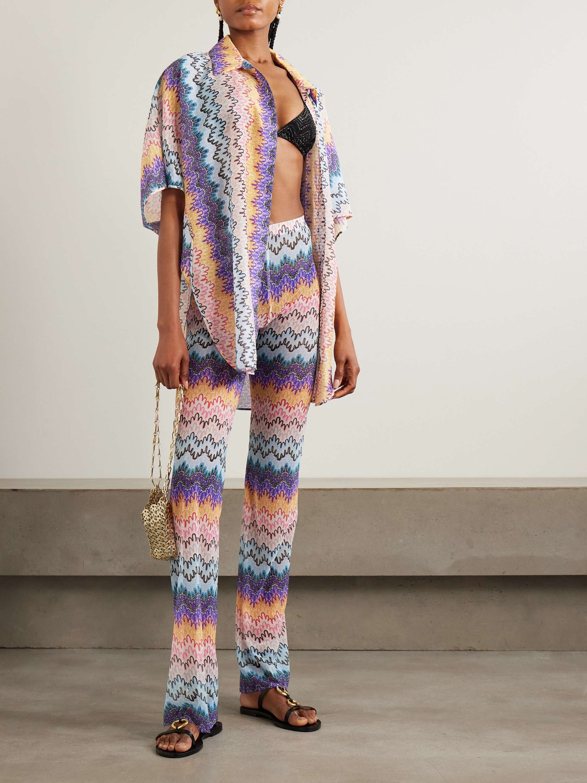 Printed cotton and silk-blend shirt view