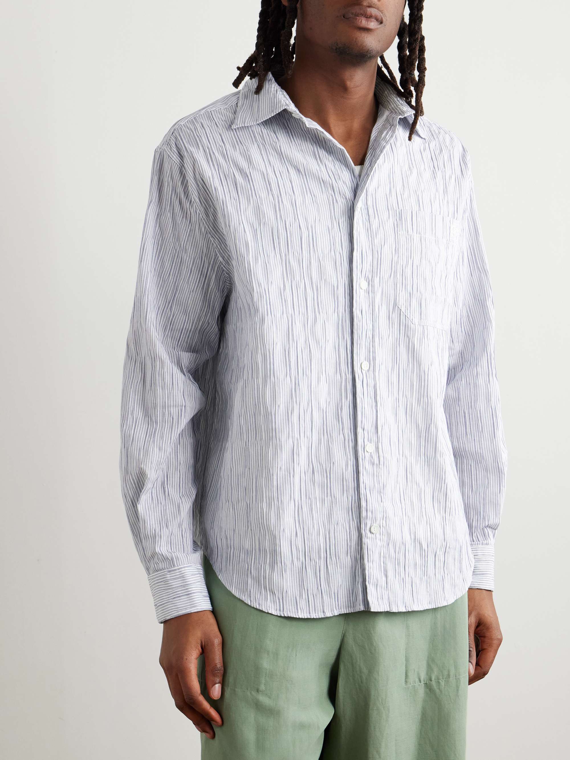 + Paula's Ibiza Pinstriped Cotton-Blend Shirt view