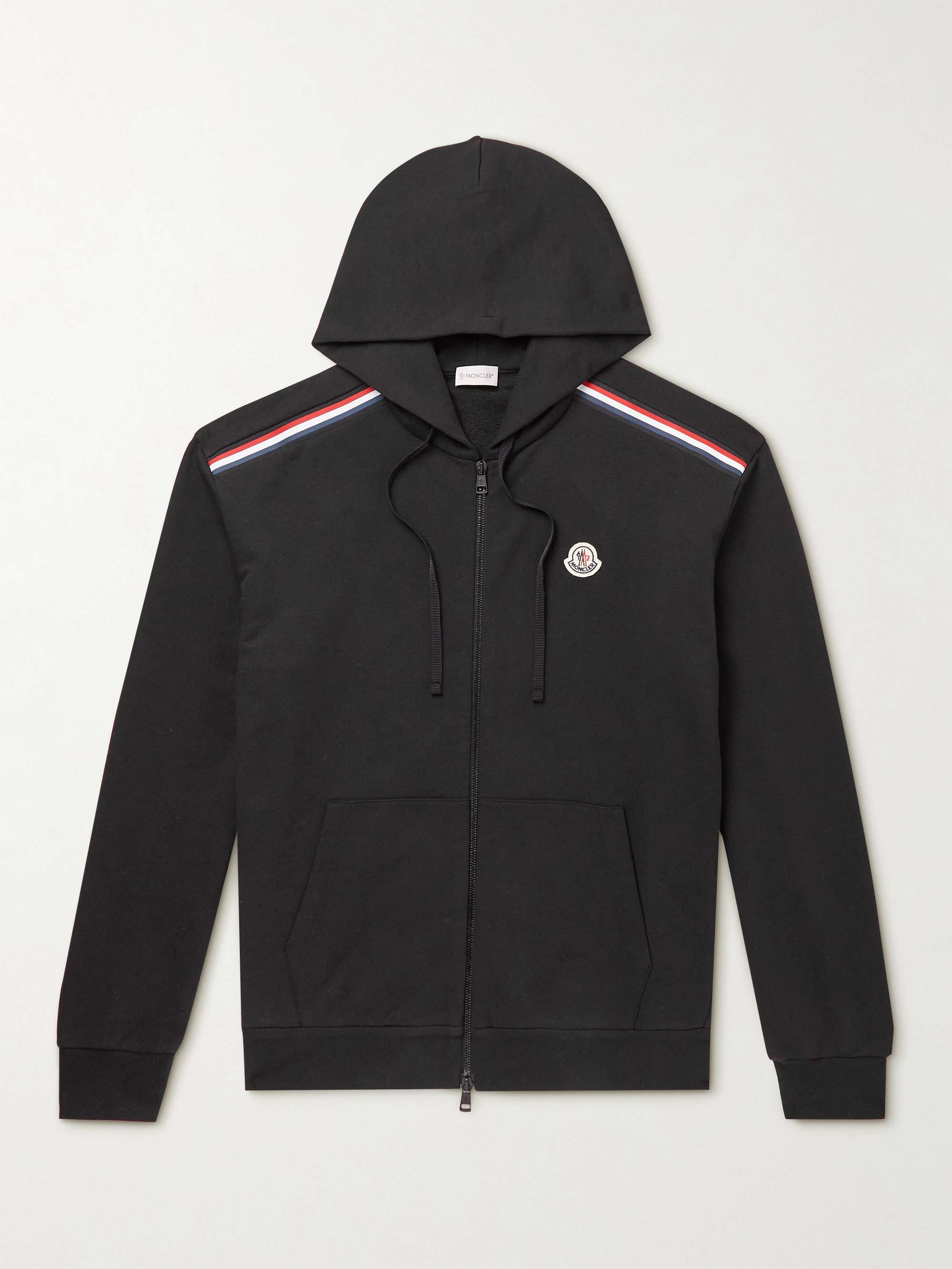 Logo-Embroidered Striped Cotton-Jersey Zip-Up Hoodie view