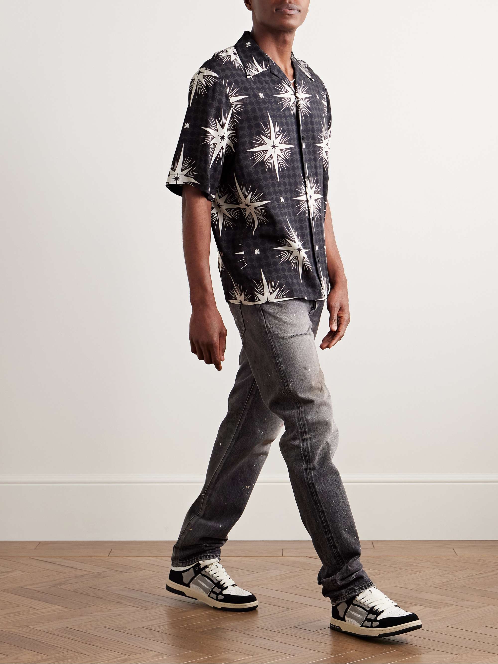 Camp-Collar Printed Voile Shirt view