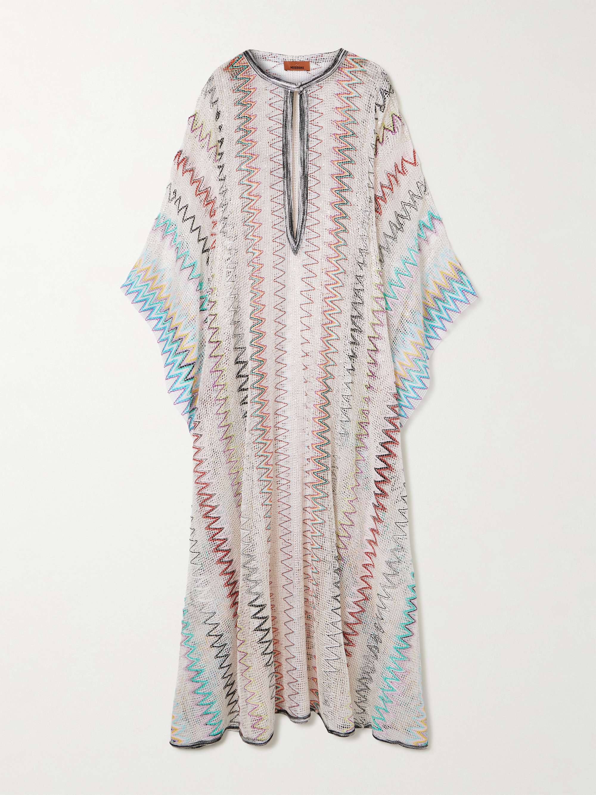 Sequined striped embroidered open-knit coverup view