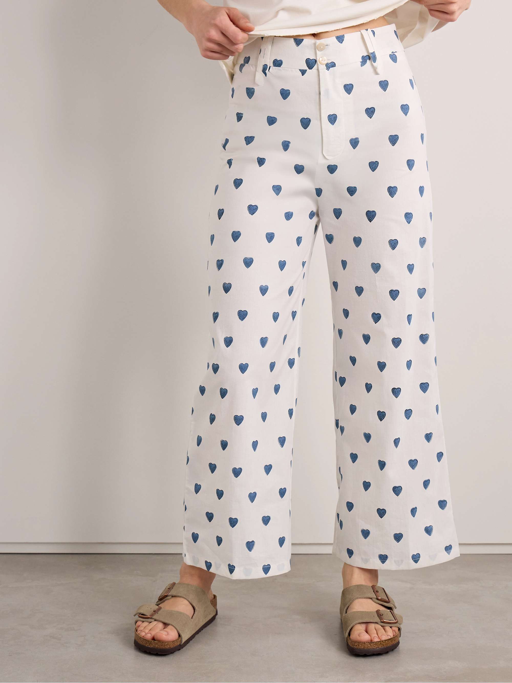 Scout printed cotton straight-leg pants view