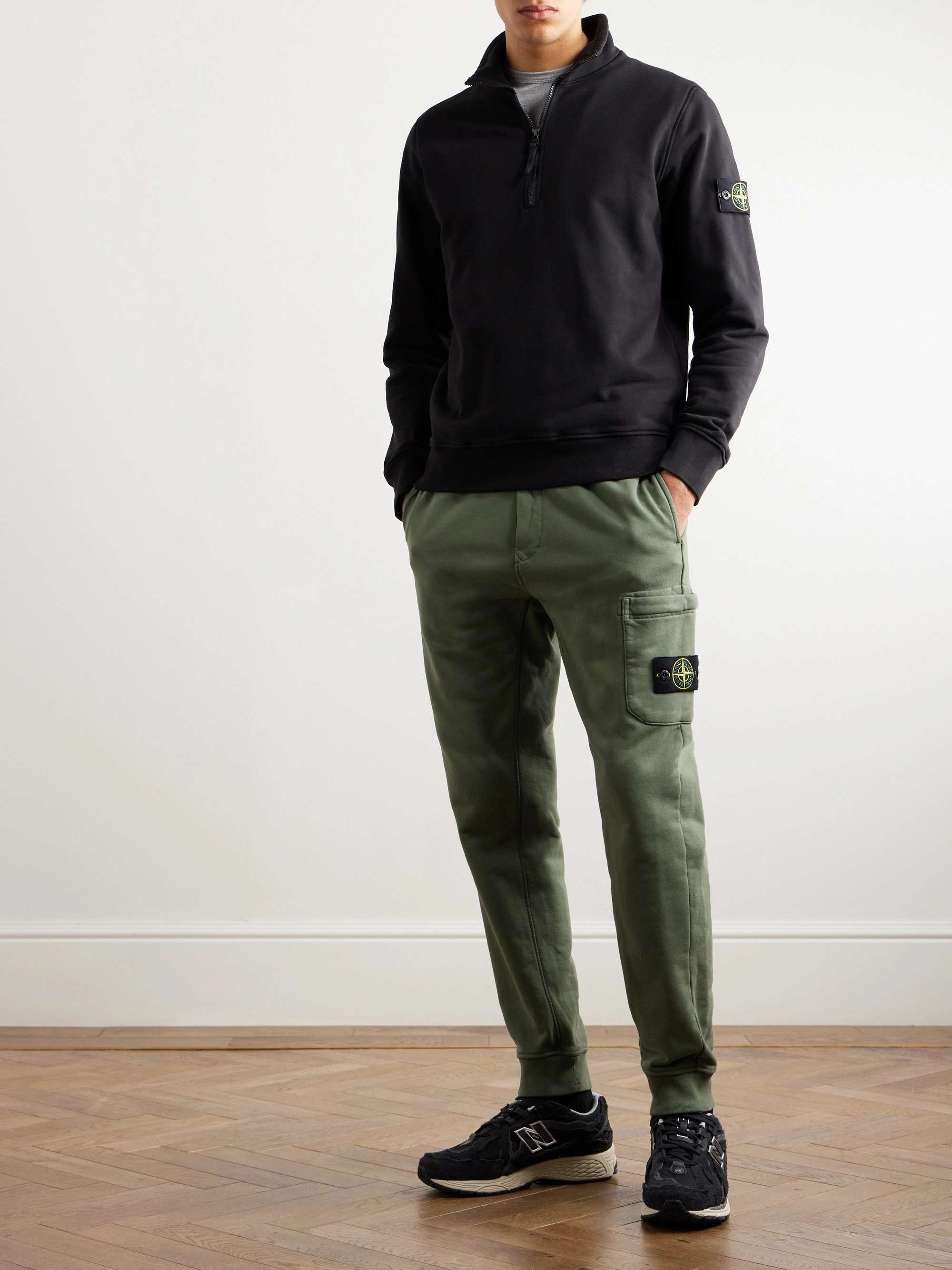 Logo-Appliquéd Garment-Dyed Cotton-Jersey Half-Zip Sweatshirt view