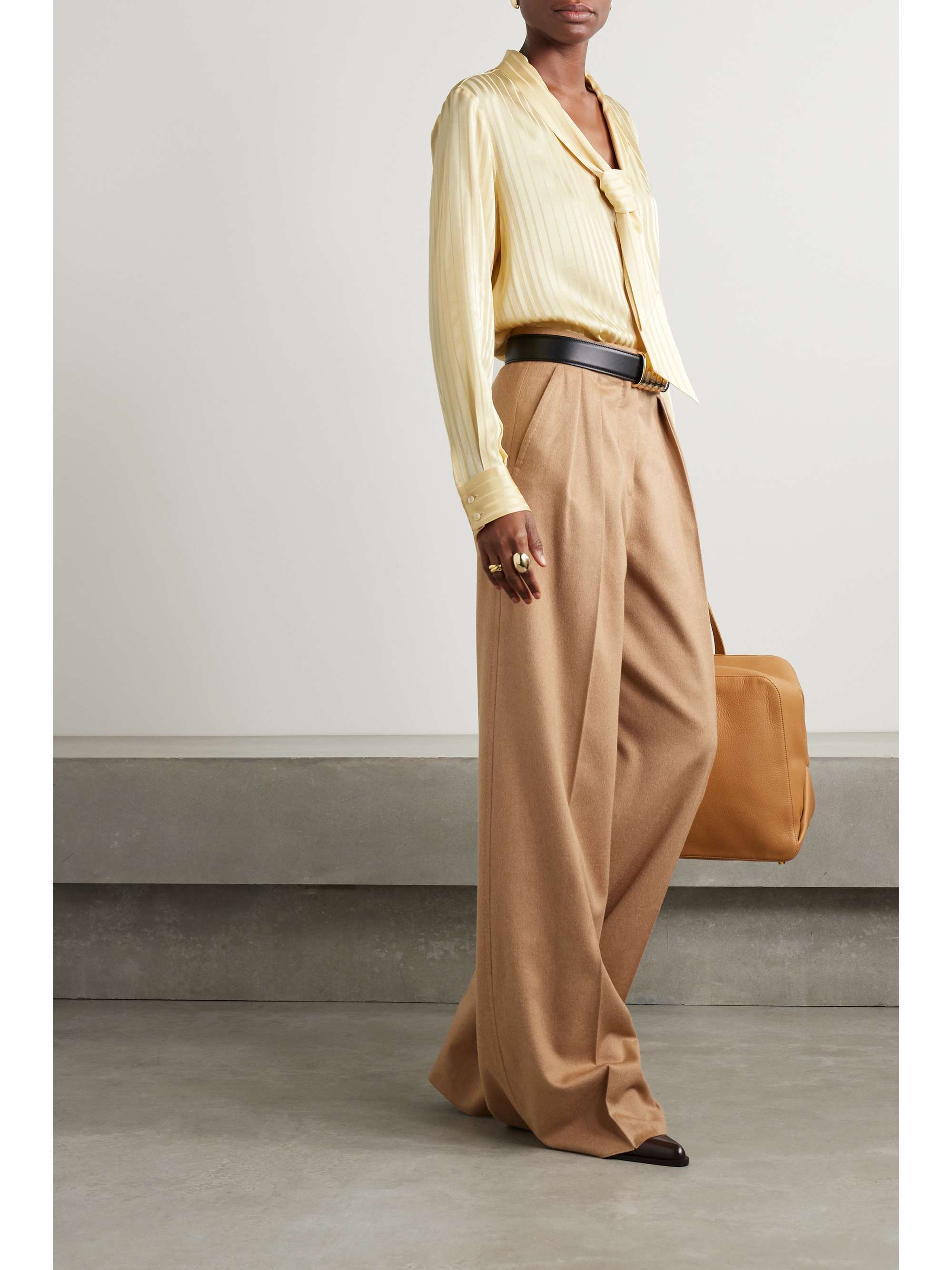 Kya tie-detailed striped silk-jacquard blouse view