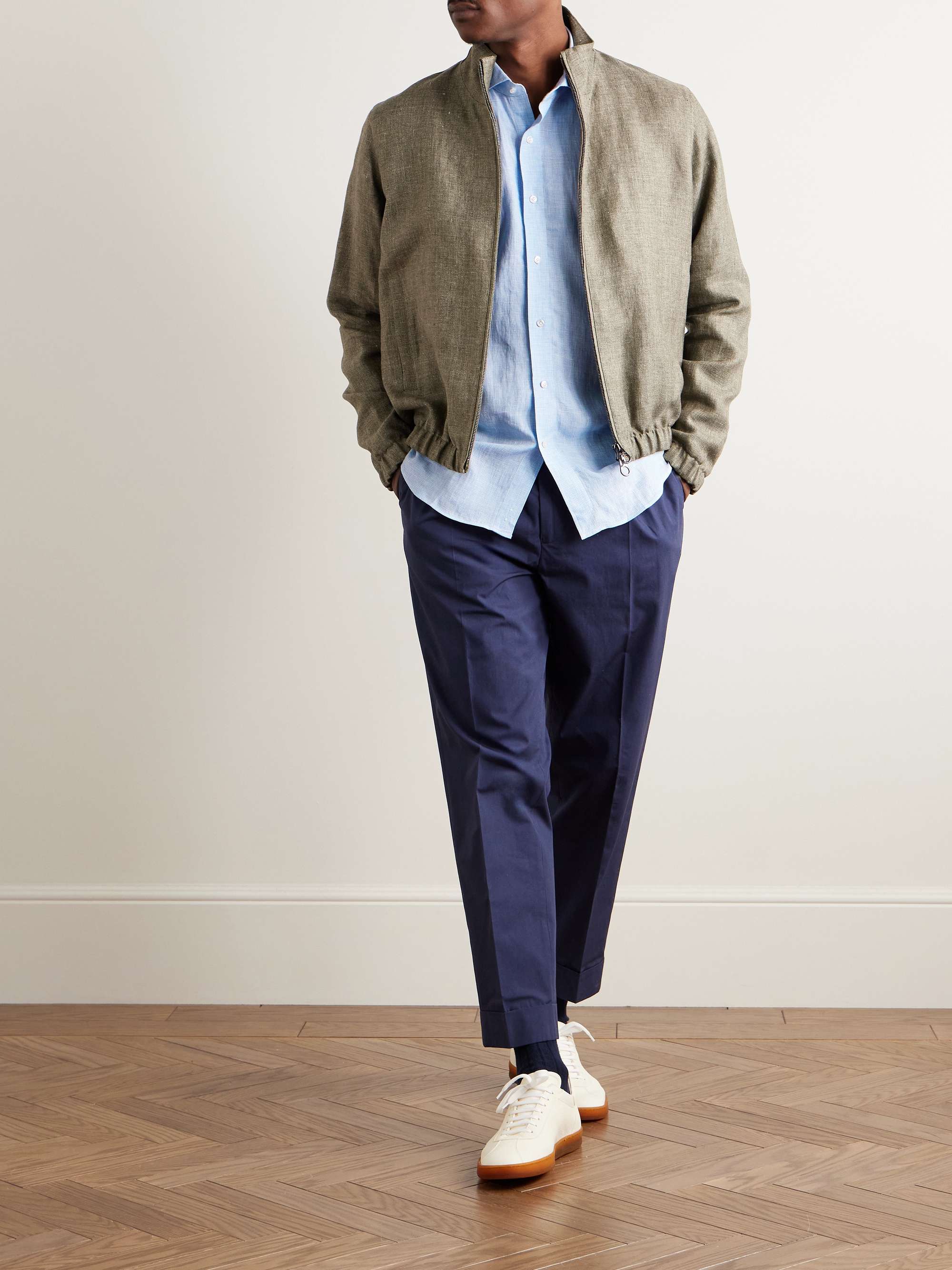 Astino Micro-Checked Linen Shirt view