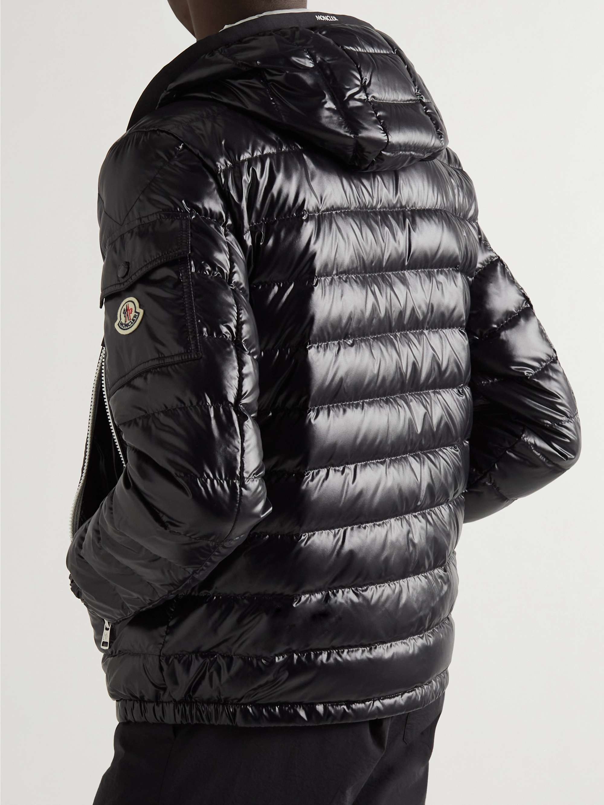 Galion Logo-Appliquéd Quilted Glossed-Shell Hooded Down Jacket view