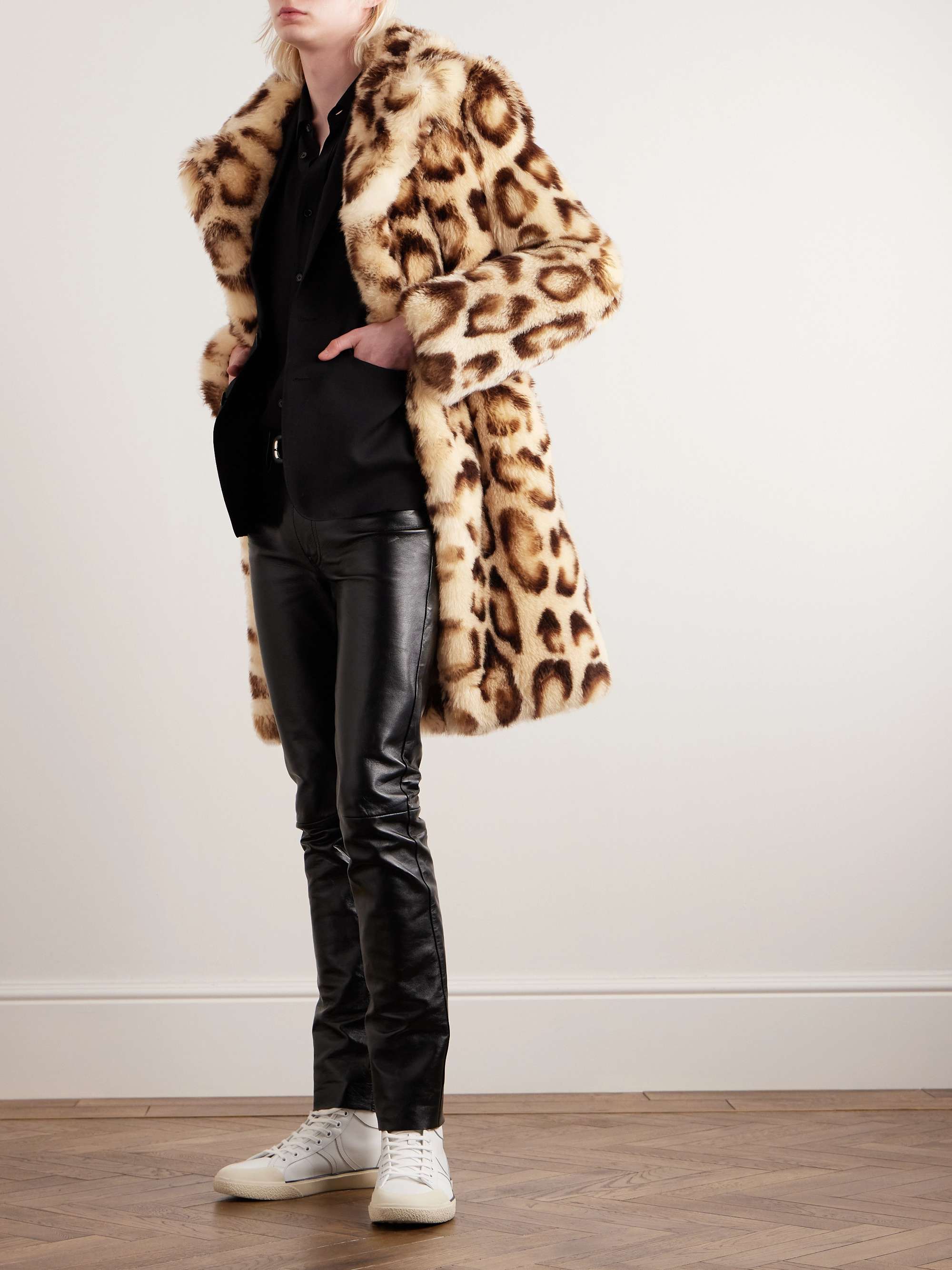 Leopard-Print Goat Hair Coat view