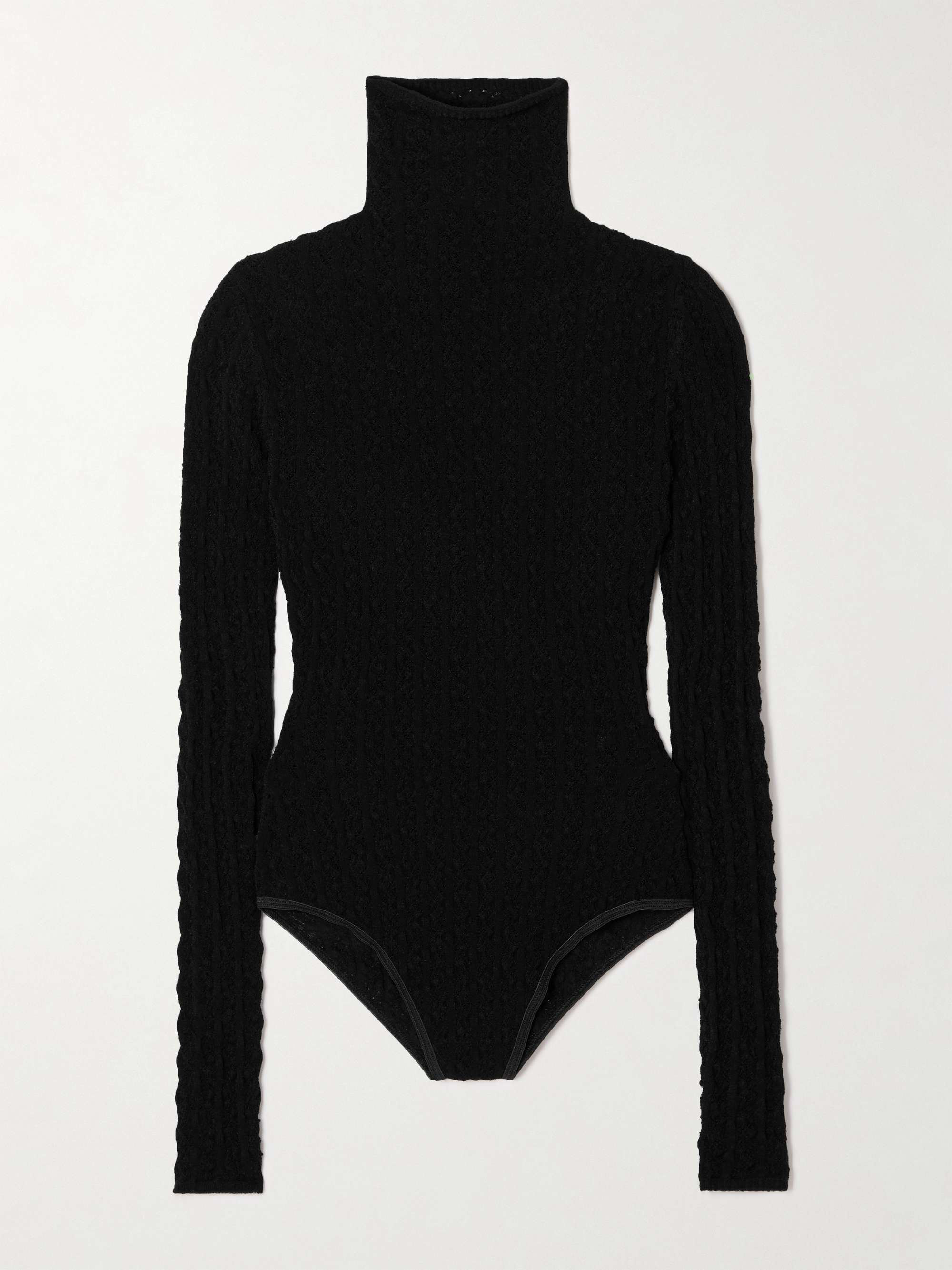 Open-knit turtleneck bodysuit view