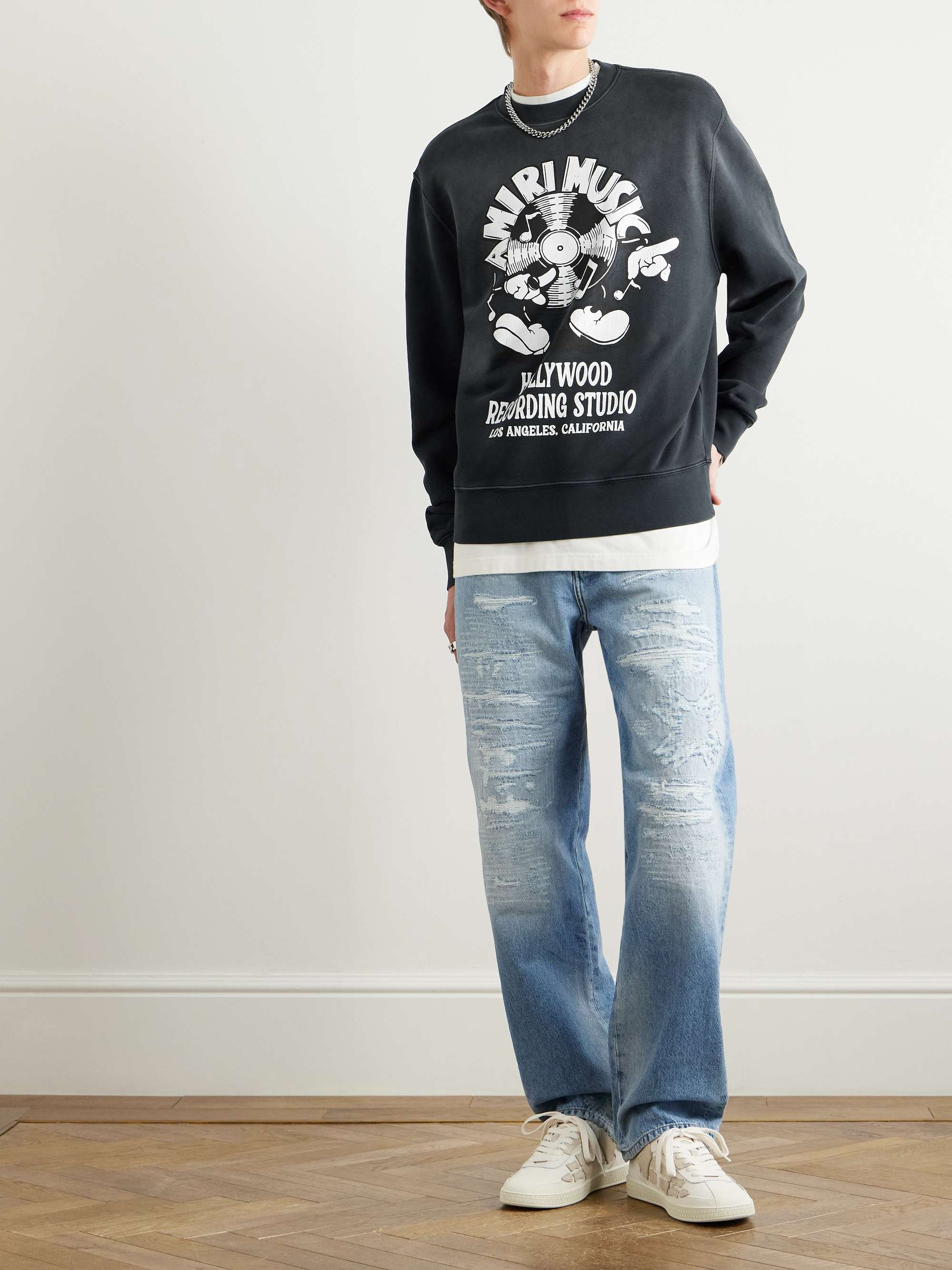 Music Record Logo-Print Cotton-Jersey Sweatshirt view