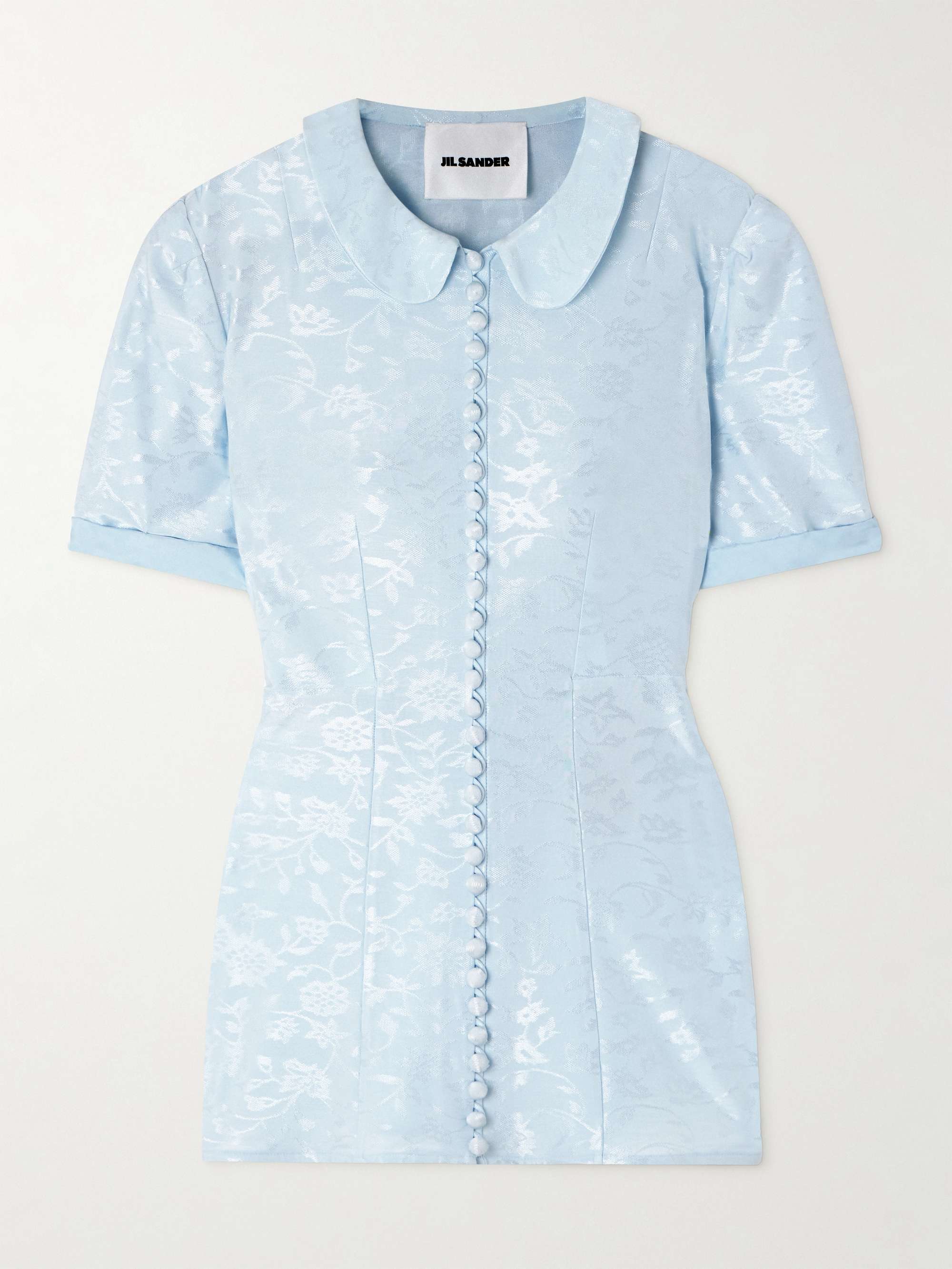 Claudine voile-trimmed satin-jacquard shirt view