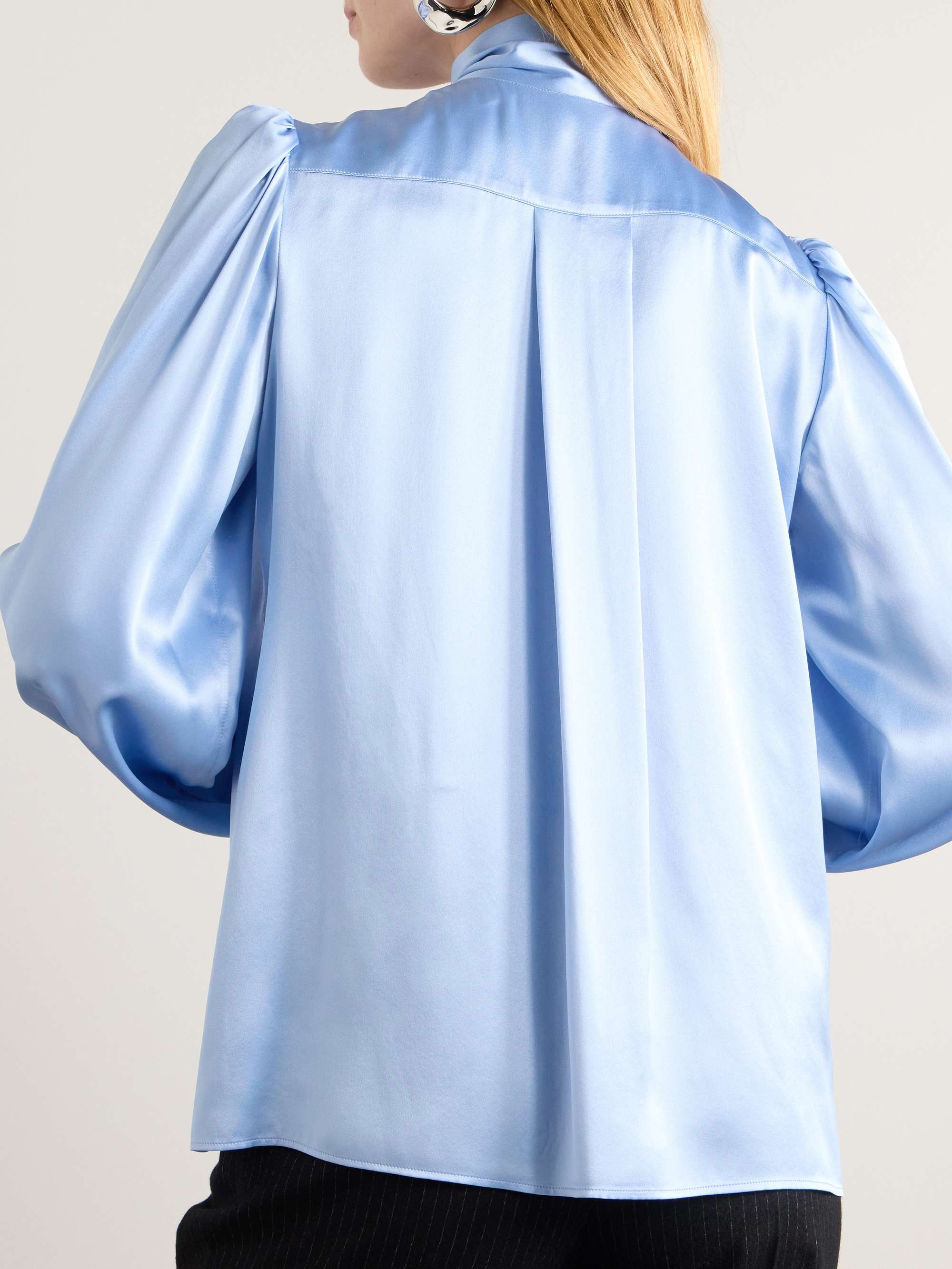 Pussy-bow silk-satin shirt view