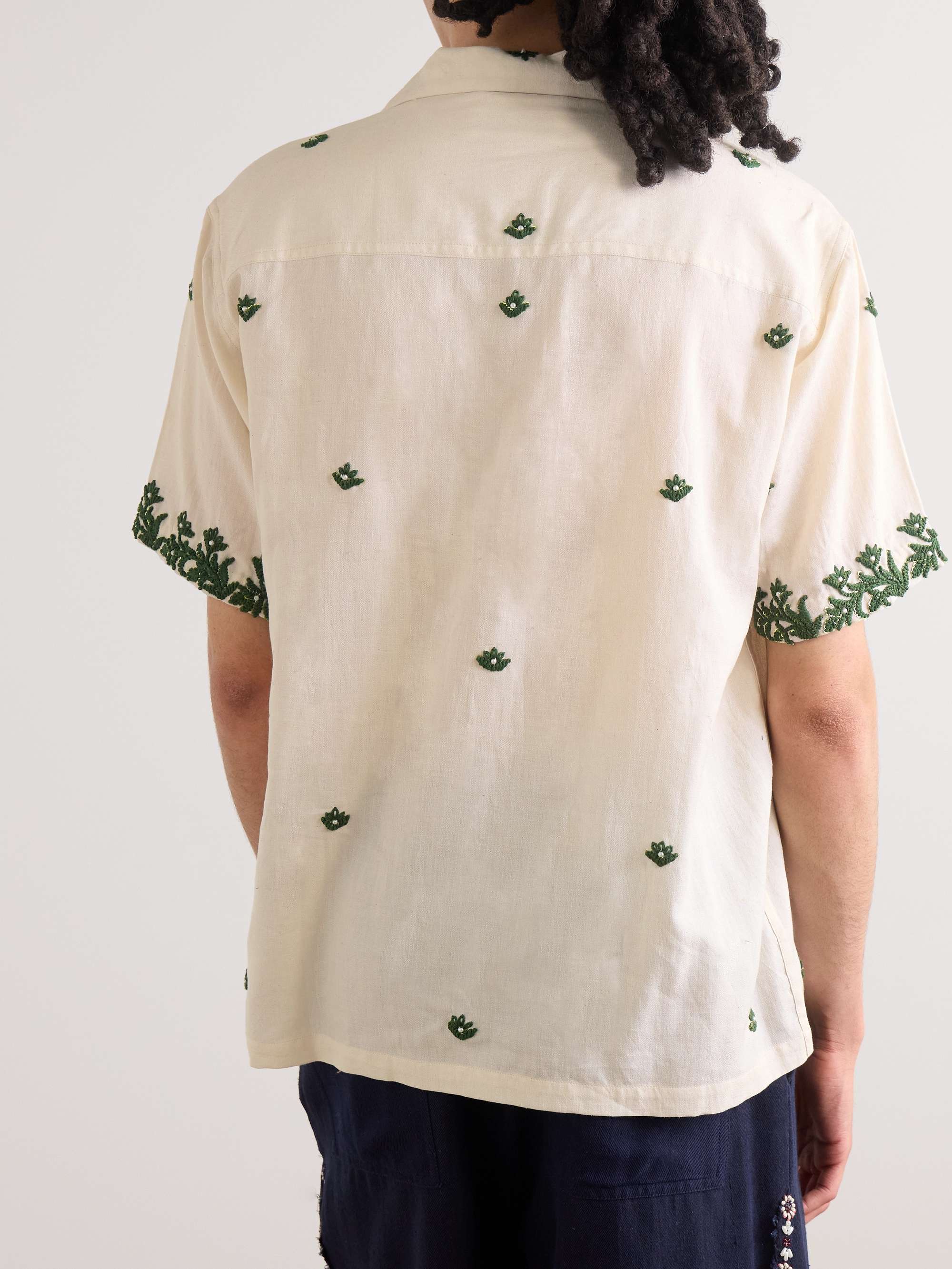 Embellished Embroidered Cotton-Gauze Shirt view