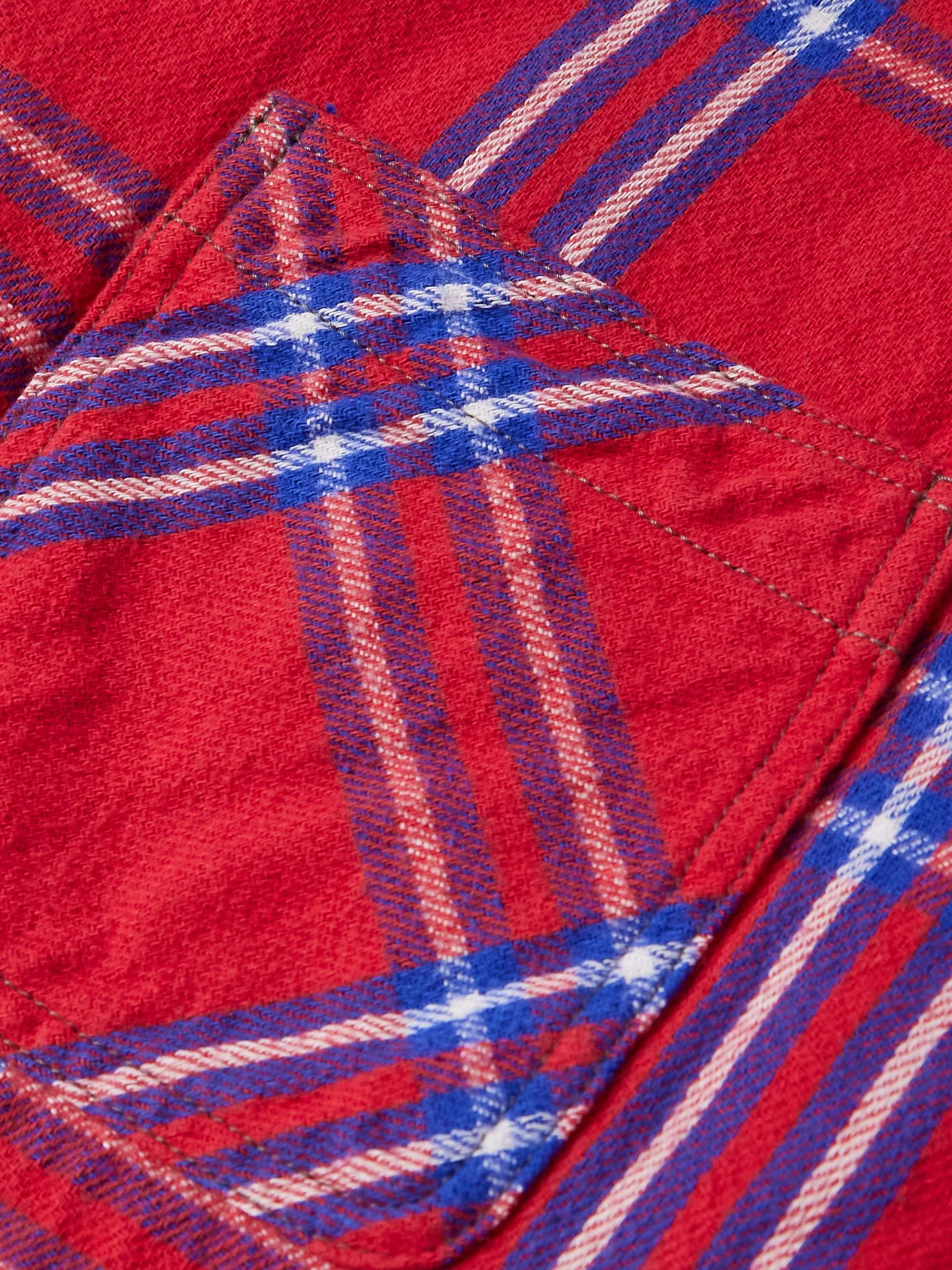 Jersey-Trimmed Padded Checked Cotton-Flannel Hooded Overshirt view