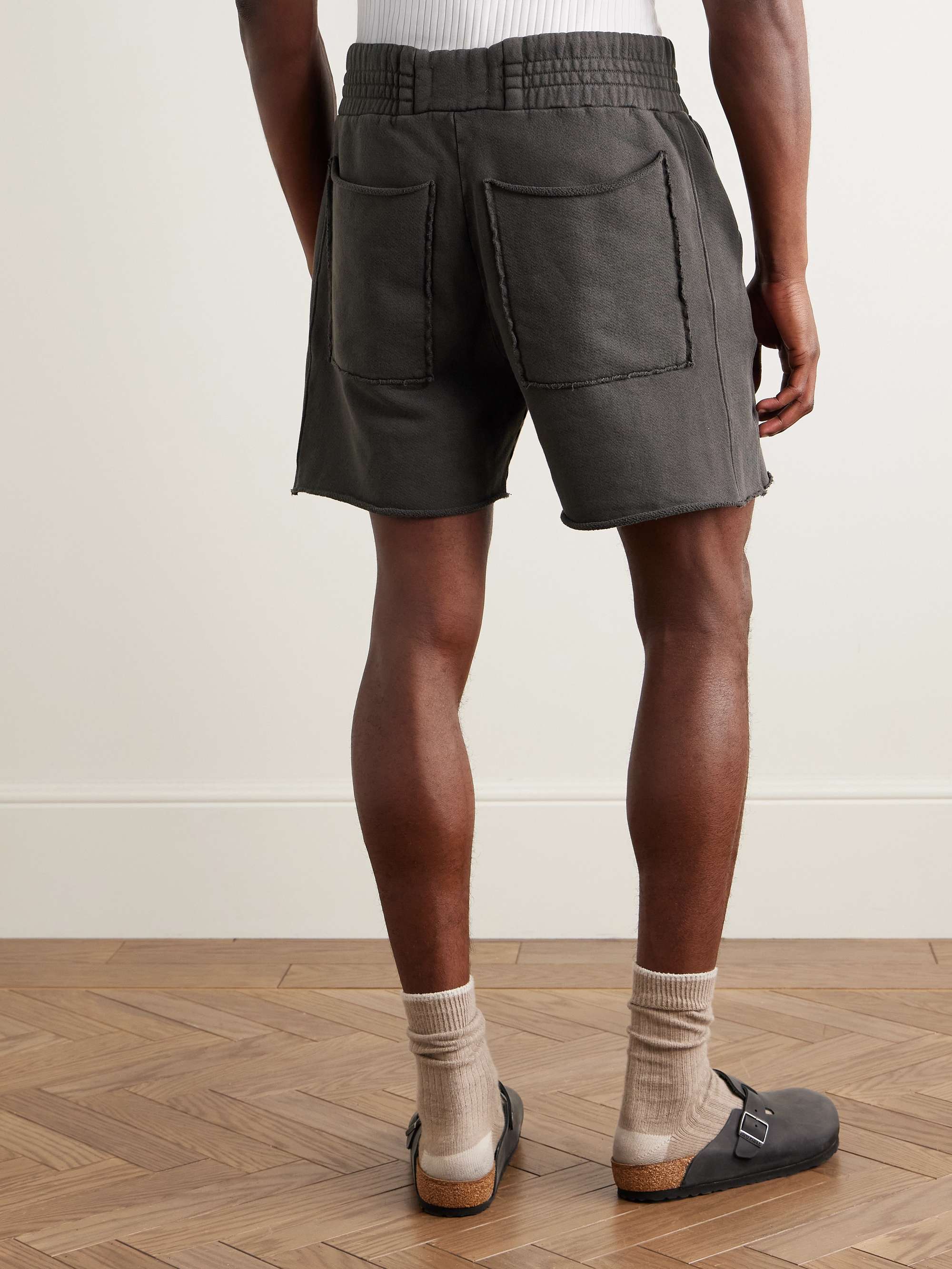 Garment-Dyed Fleece-Back Cotton-Jersey Drawstring Shorts view