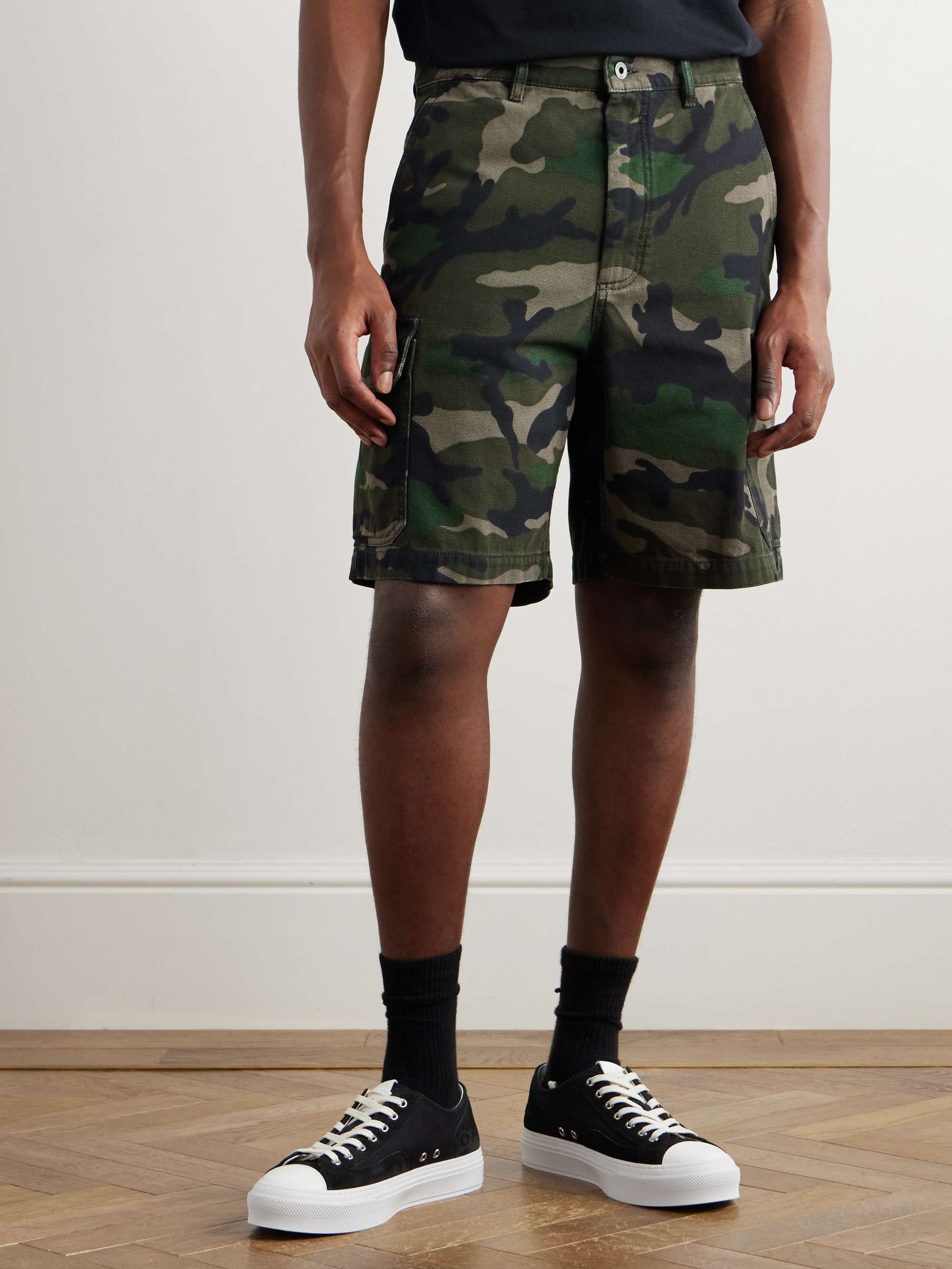 Straight-Leg Camouflage-Print Canvas Cargo Shorts view