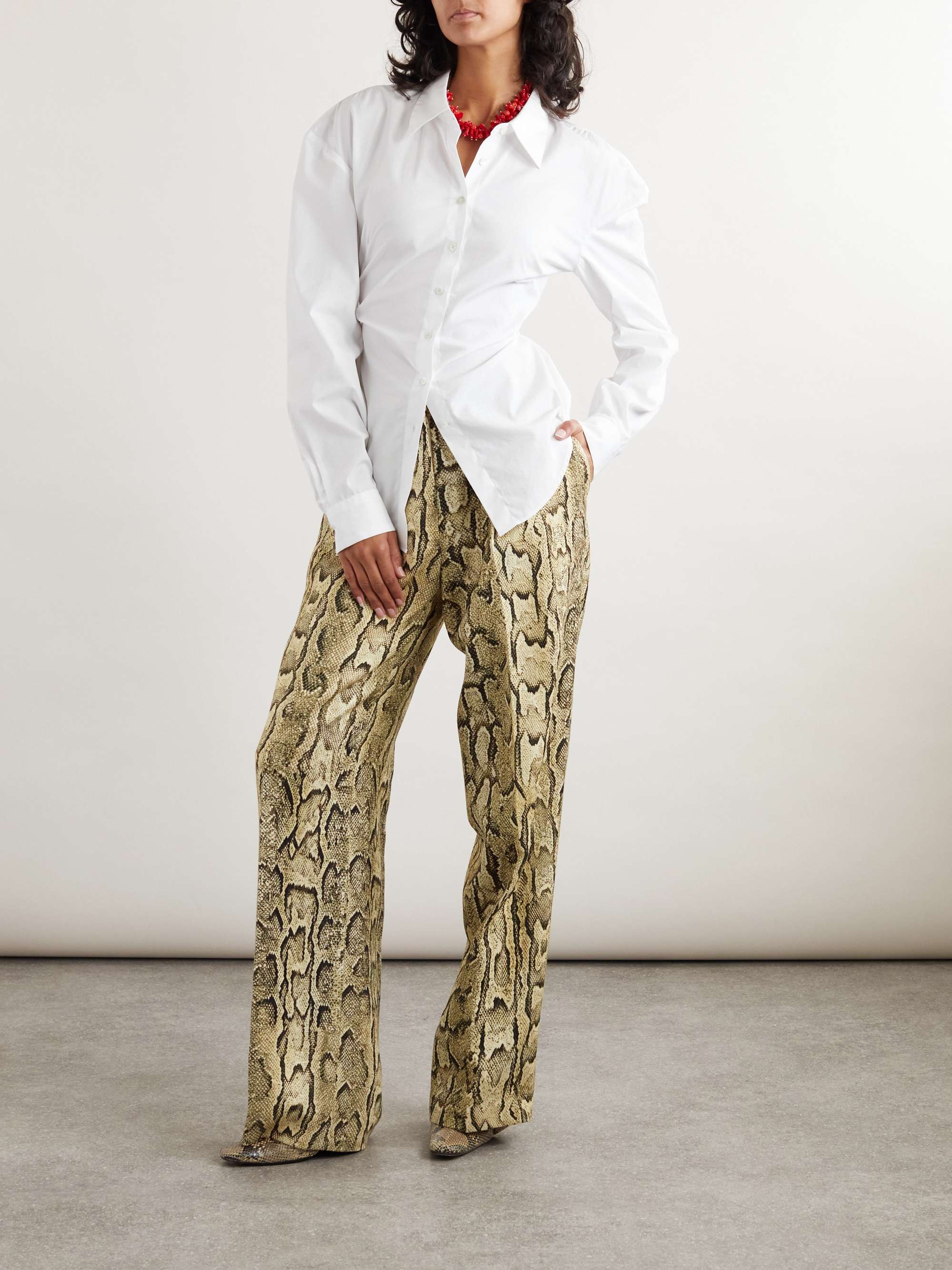 Buckle-embellished cotton-poplin shirt view