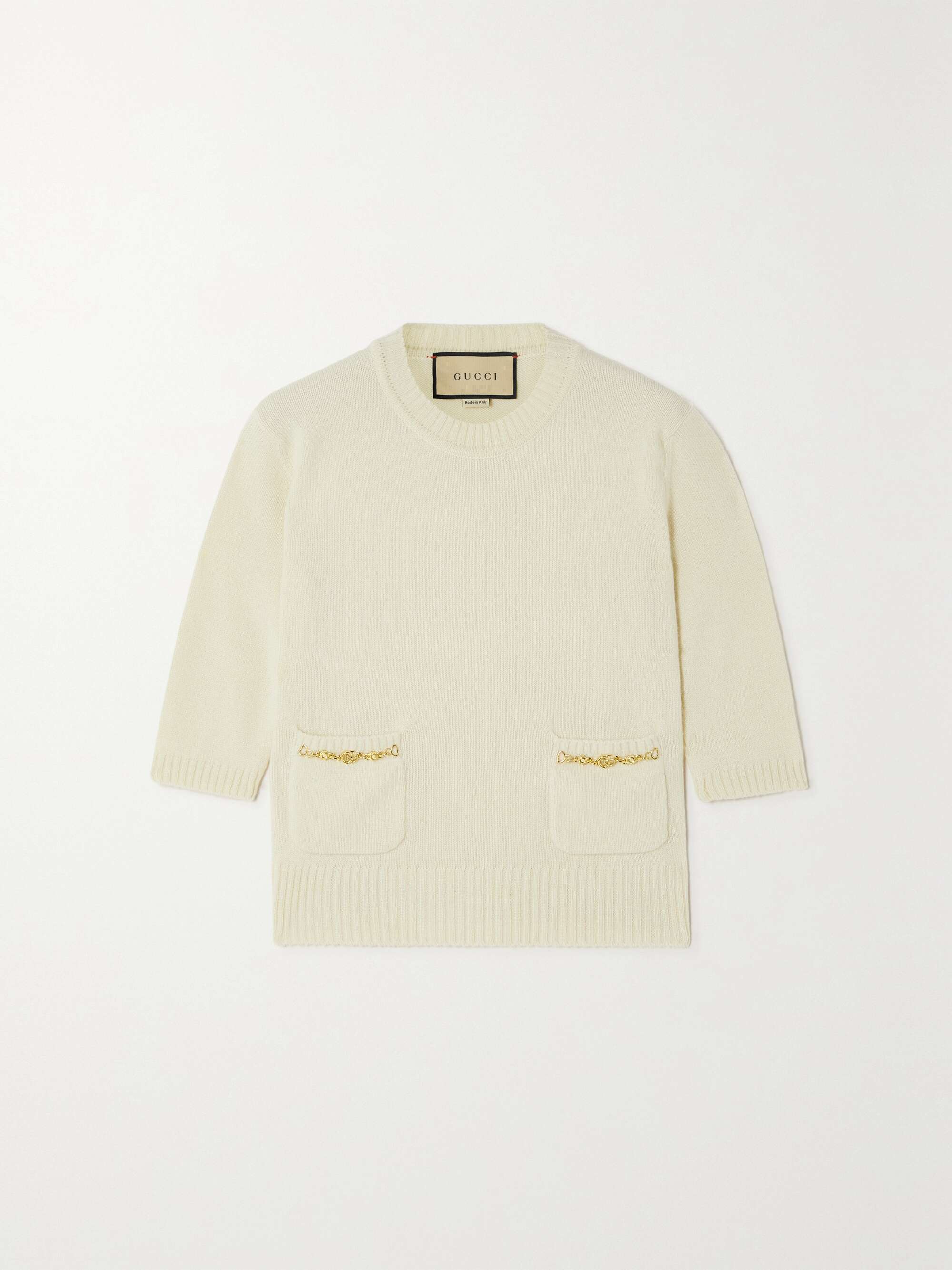 Chain-embellished cashmere sweater view