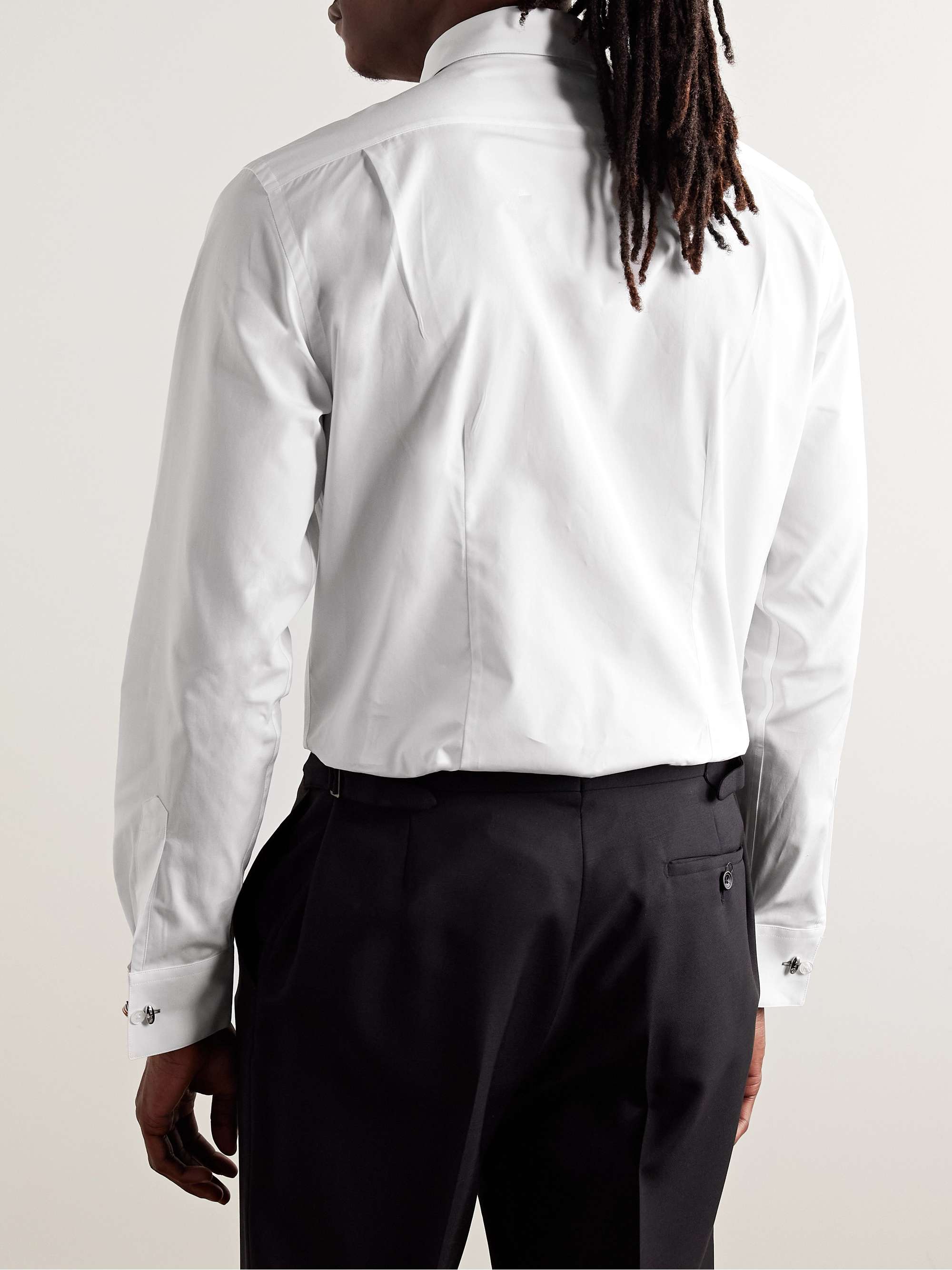 Bib-Front Double-Cuff Cotton-Poplin Tuxedo Shirt view