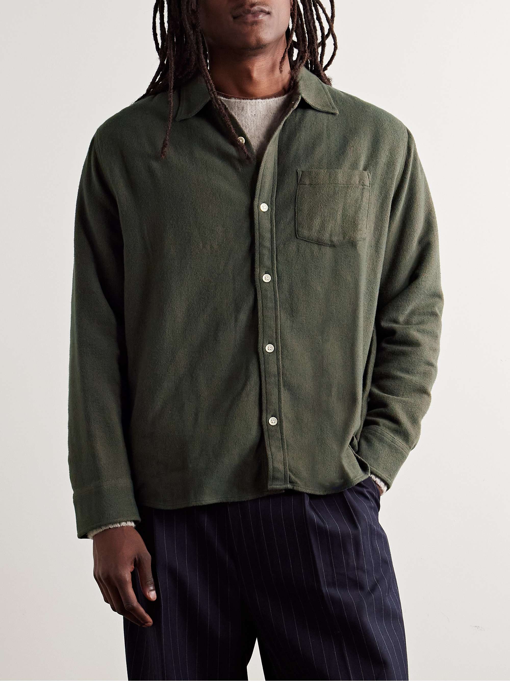 Pin-Dot Brushed Cotton-Flannel Shirt view